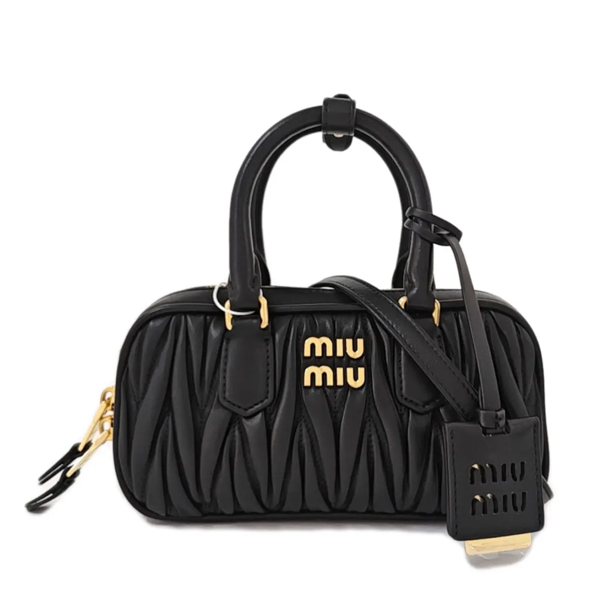 MIU MIU Arcadie Matelassé Mini Quilted Lambskin Black