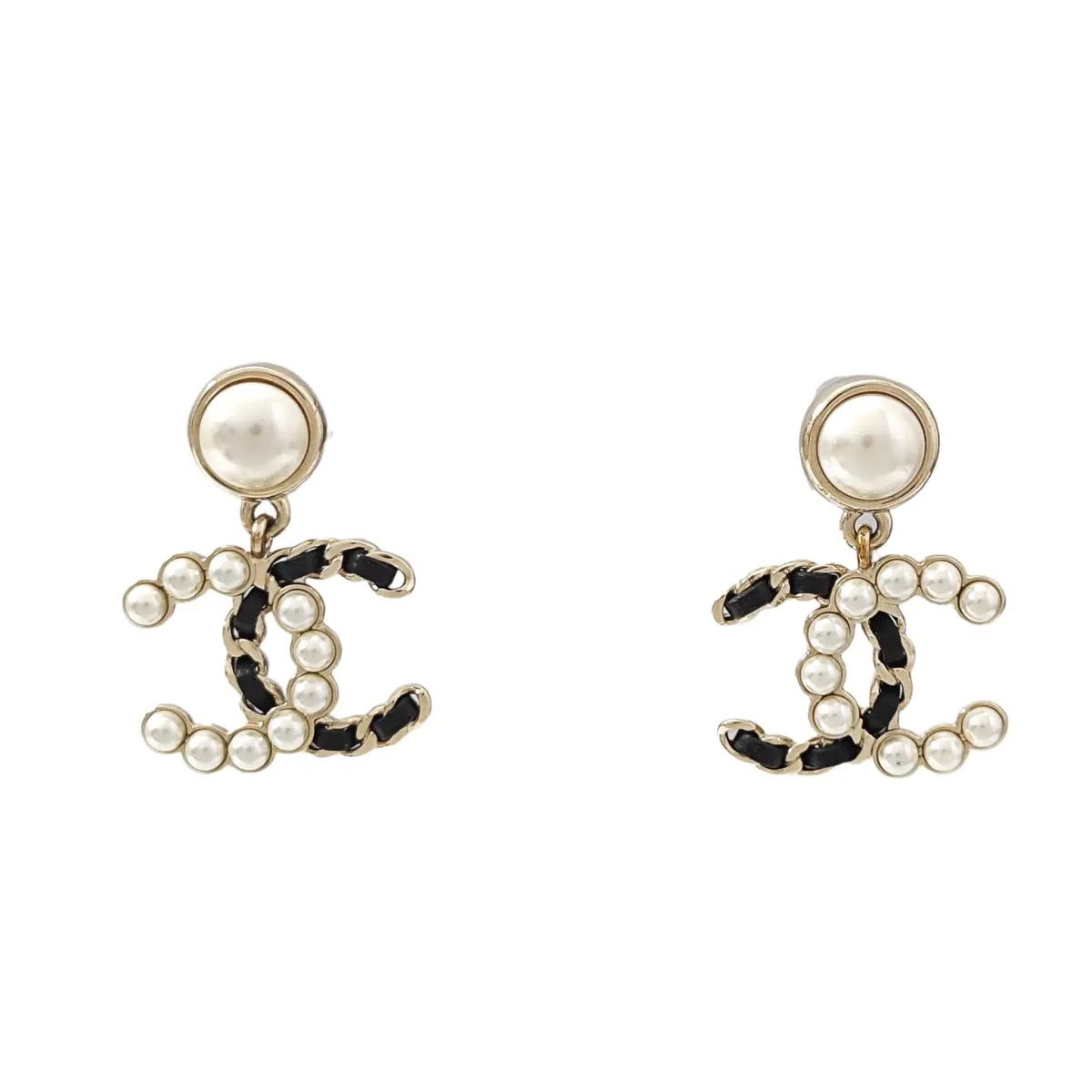 CHANEL CC Logo Metal Gold Earrings