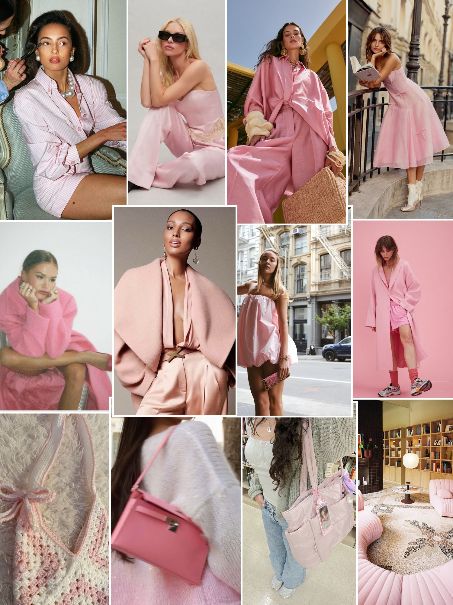 Street style collage of women wearing pink gifts for women