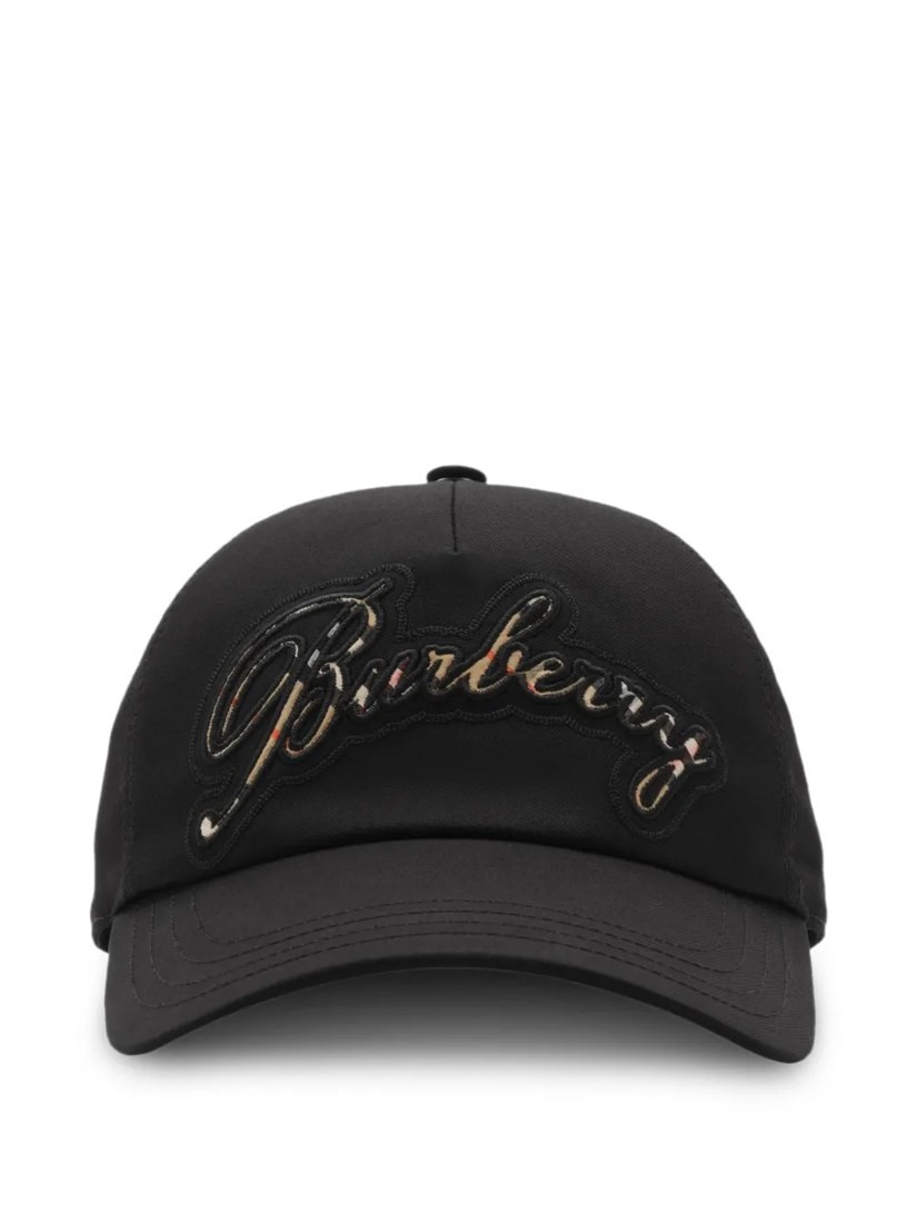 Check cursive logo gabardine baseball cap