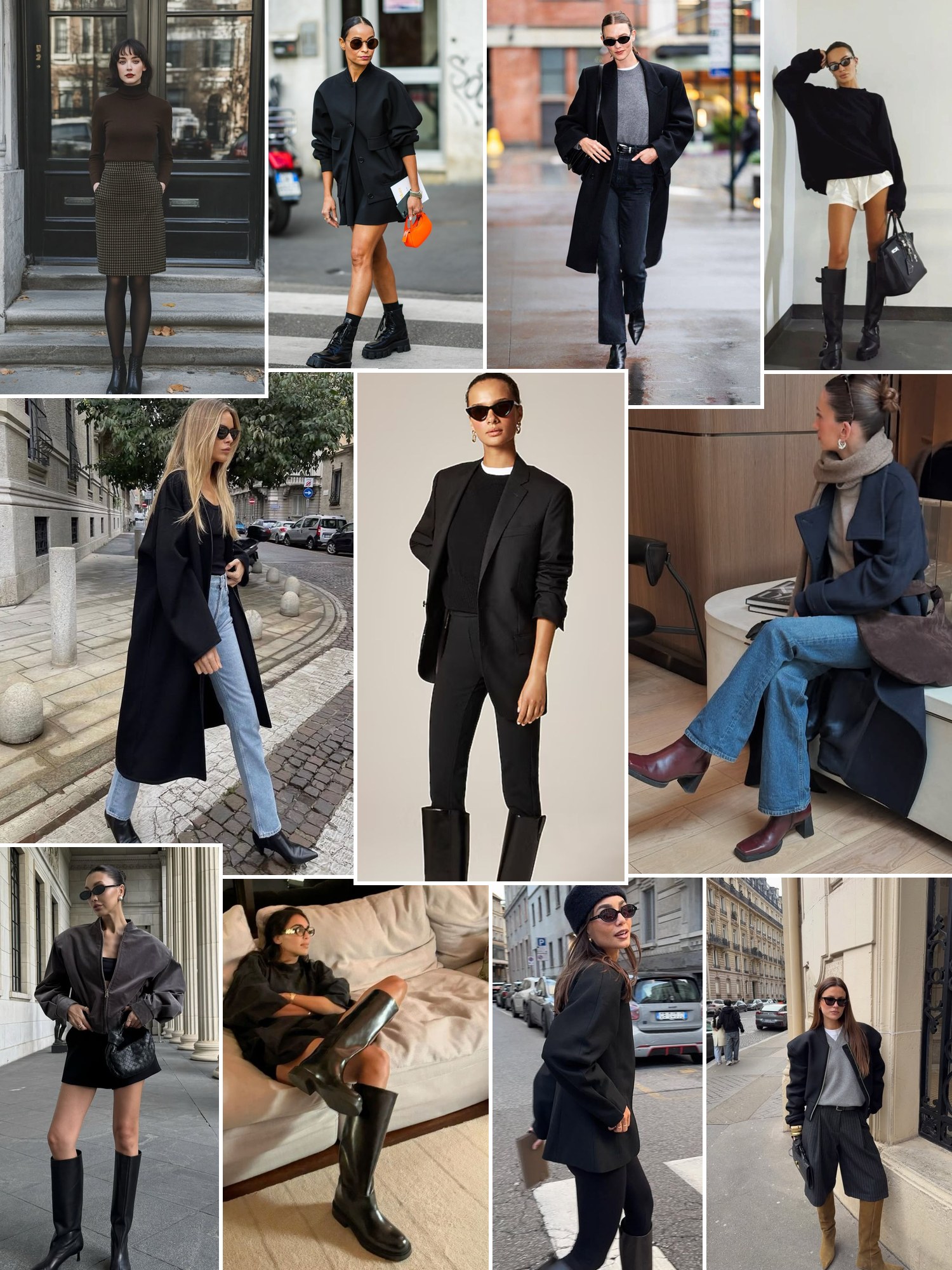 Street style collage of women wearing Kenneth Cole
