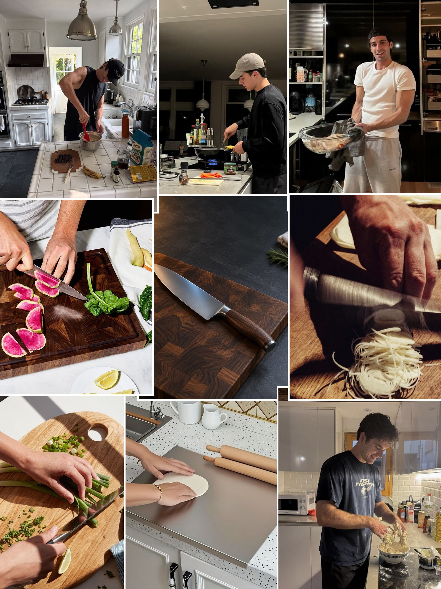Street style collage of women wearing gifts for men who like to cook