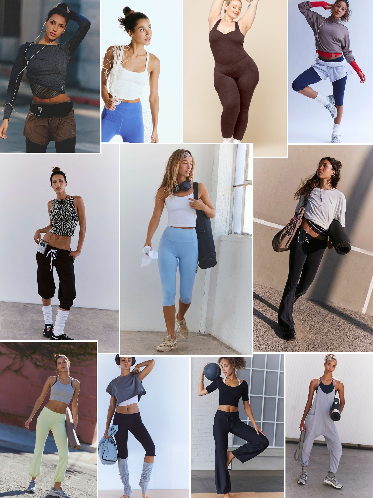 Collage of everyday outfits built around FP Movement