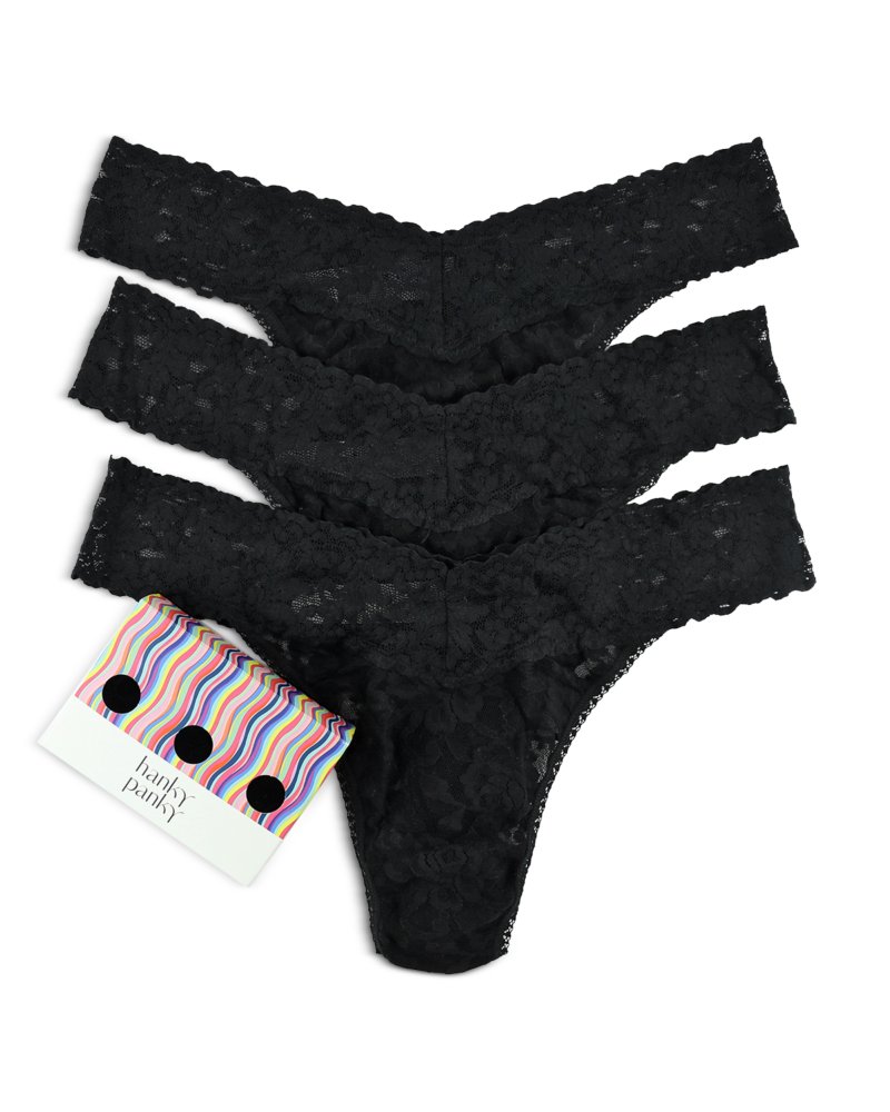 Signature Lace Original Rise Thongs, Set of 3