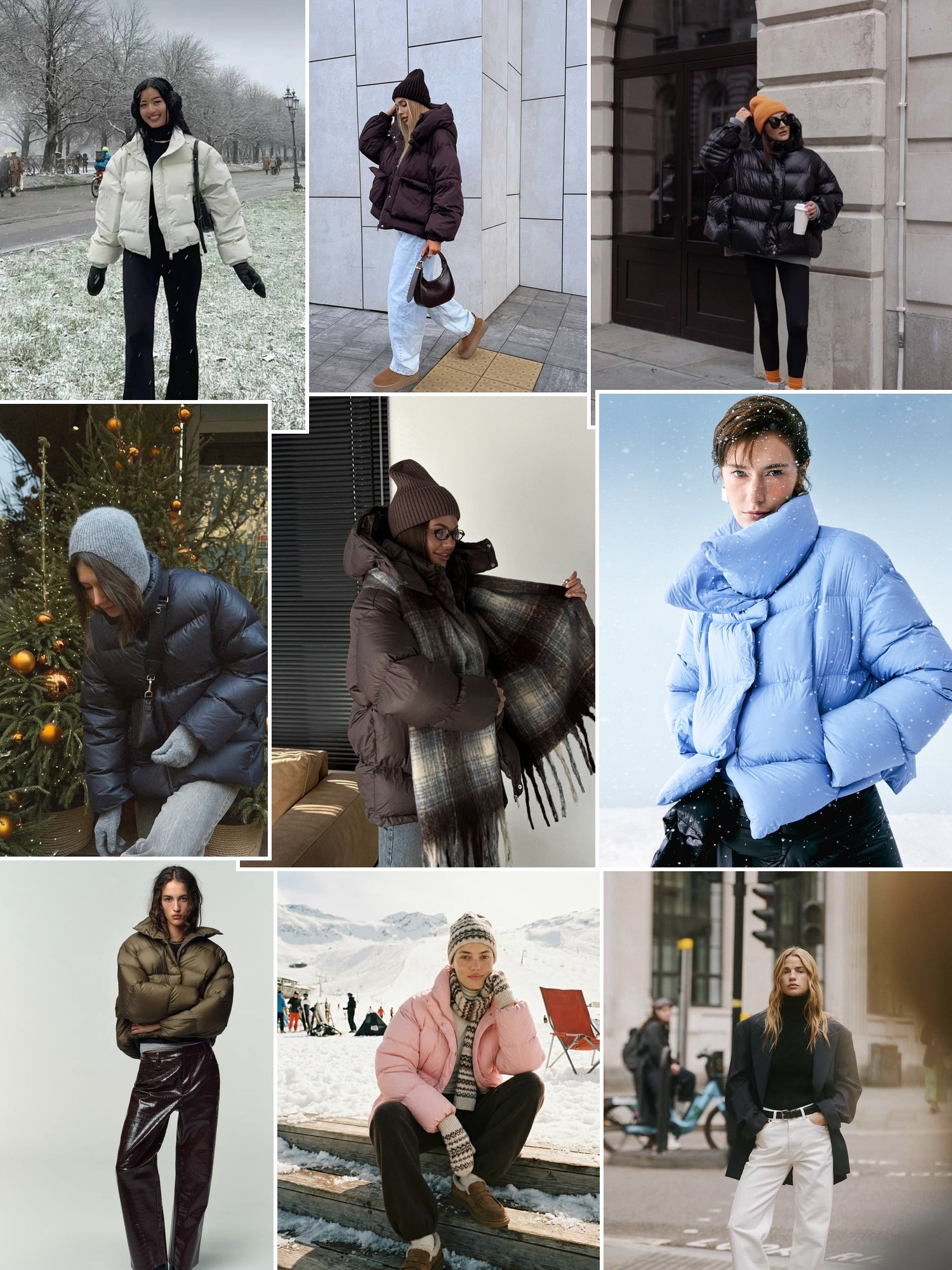 Street style collage of women wearing what to wear to a hockey game