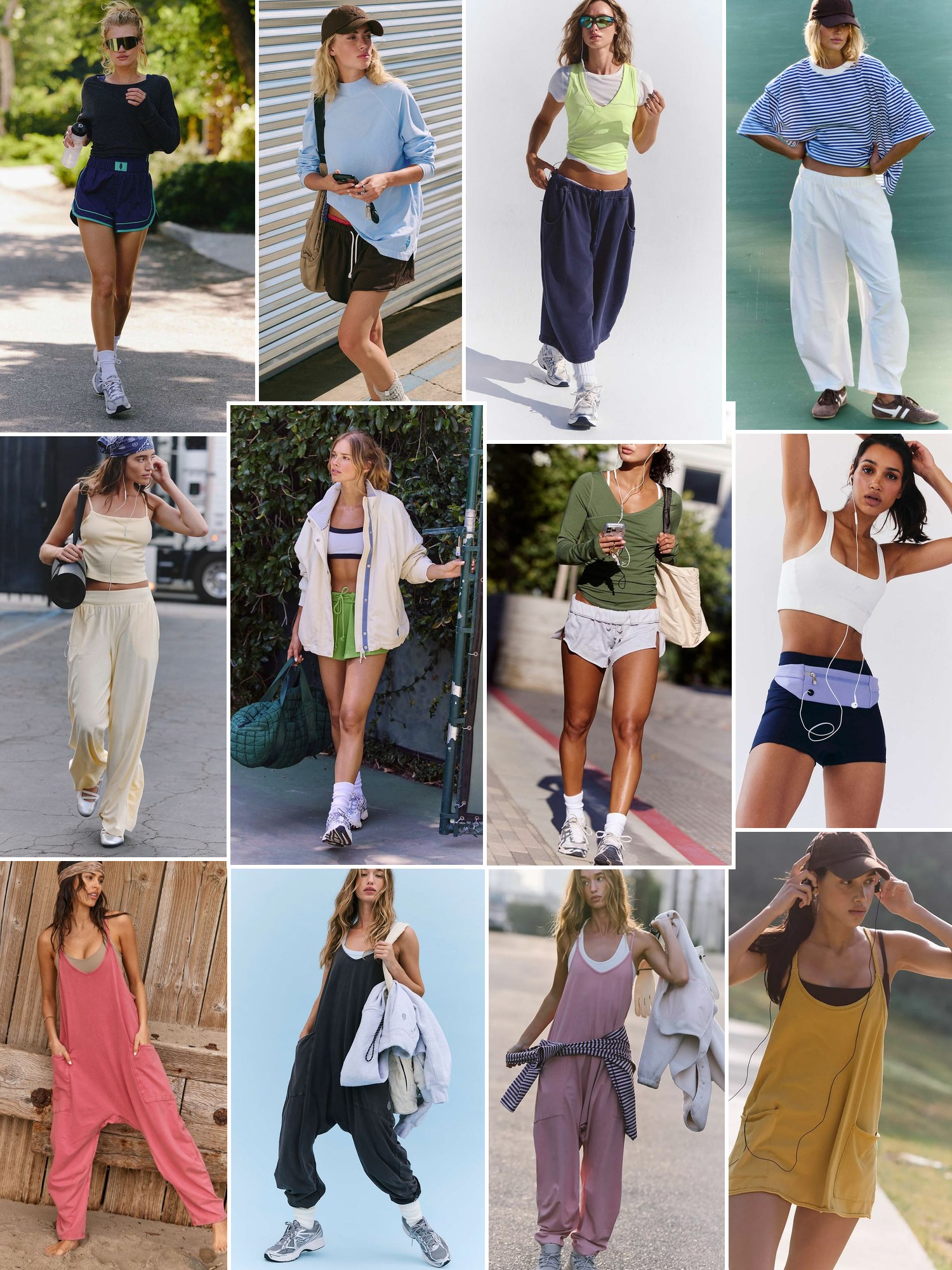 Street style collage of women wearing FP Movement