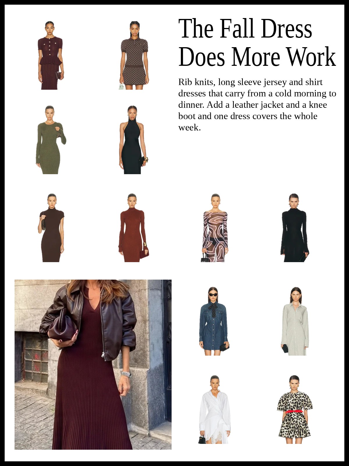 The Fall Dress Does More Work: knit, jersey and shirt dresses