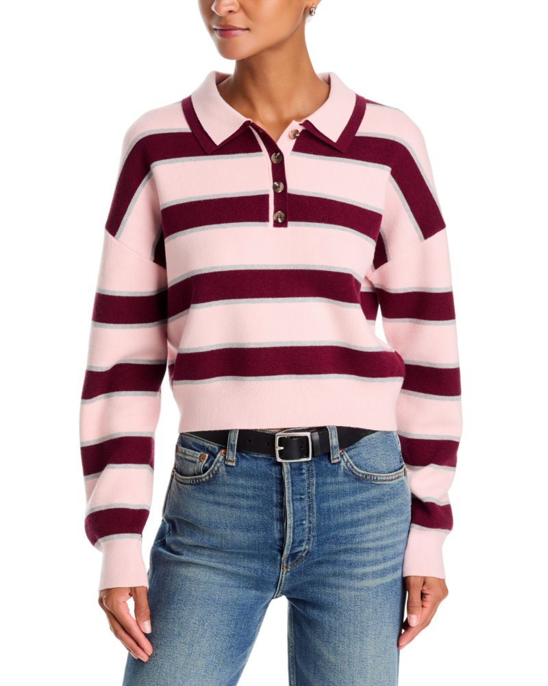 Vera Double Johnny Collar Rugby Stripe Sweater