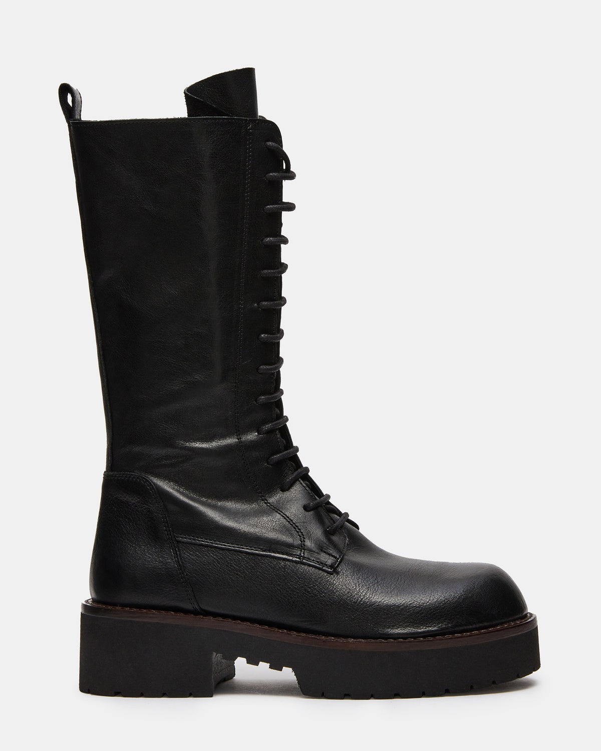 Rexx Black Leather Lace-Up Combat Boots