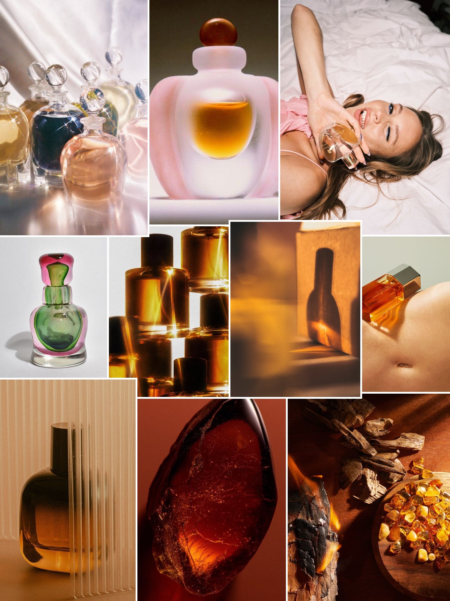 Collage of amber and saffron eau de parfums and similar looks