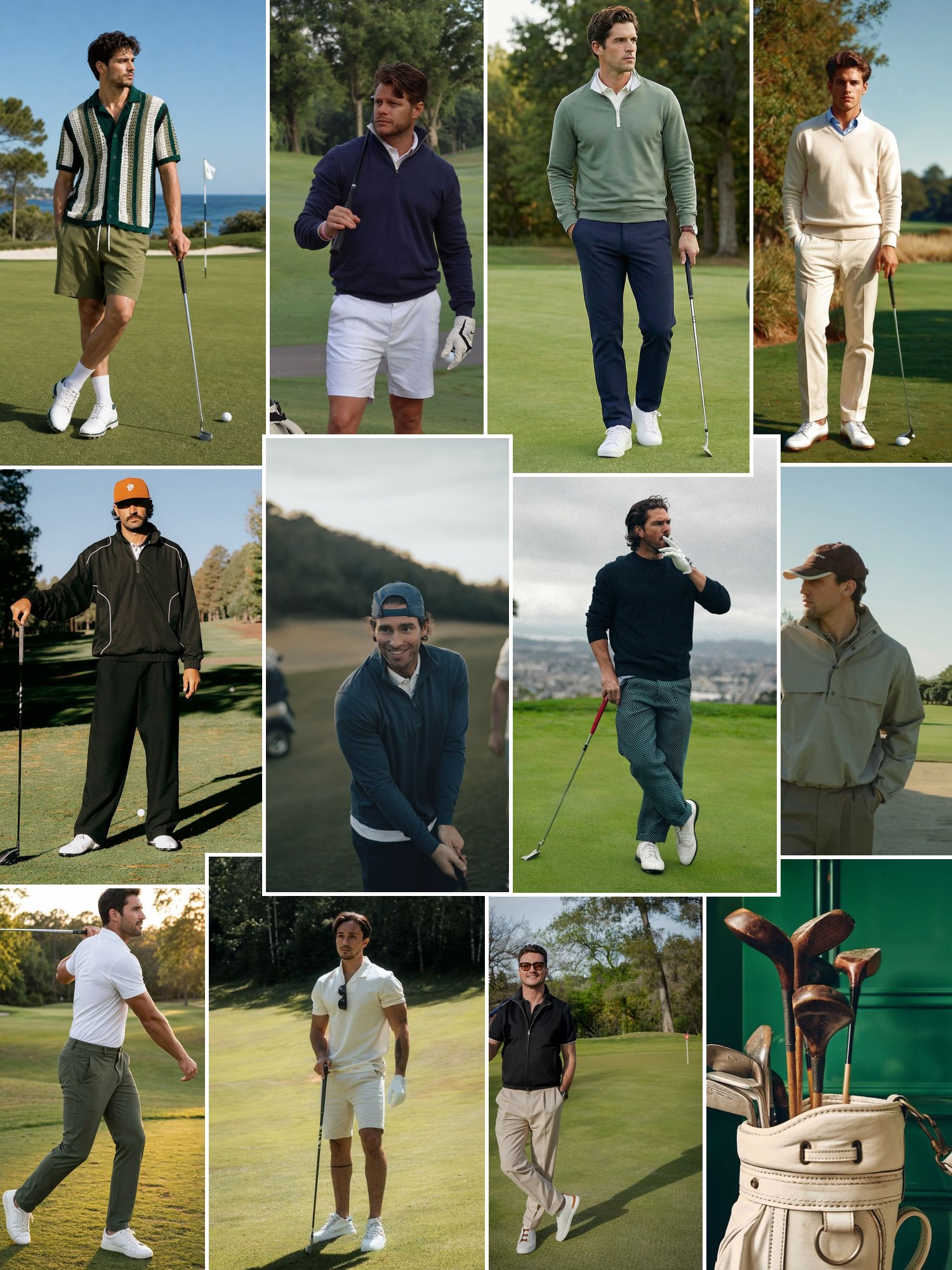Street style collage of women wearing golf gifts for men