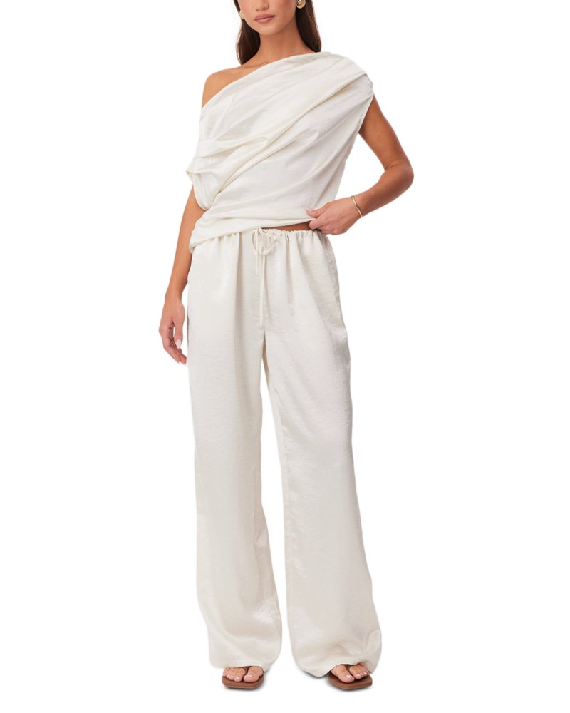Dove Asymmetrical Top & Drawstring-Waist Pants