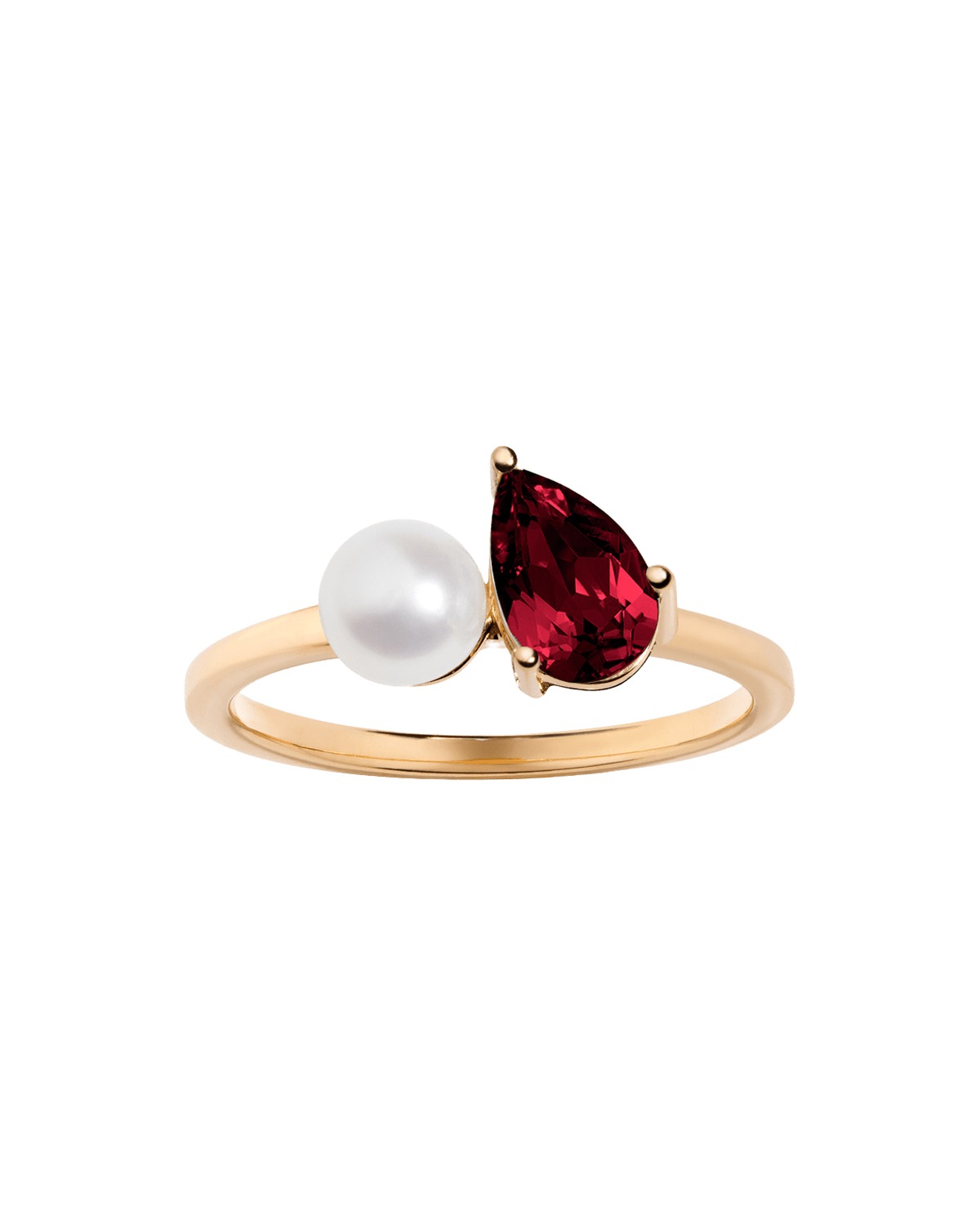 Pearl Toi et Moi Ring in 14k Yellow Gold