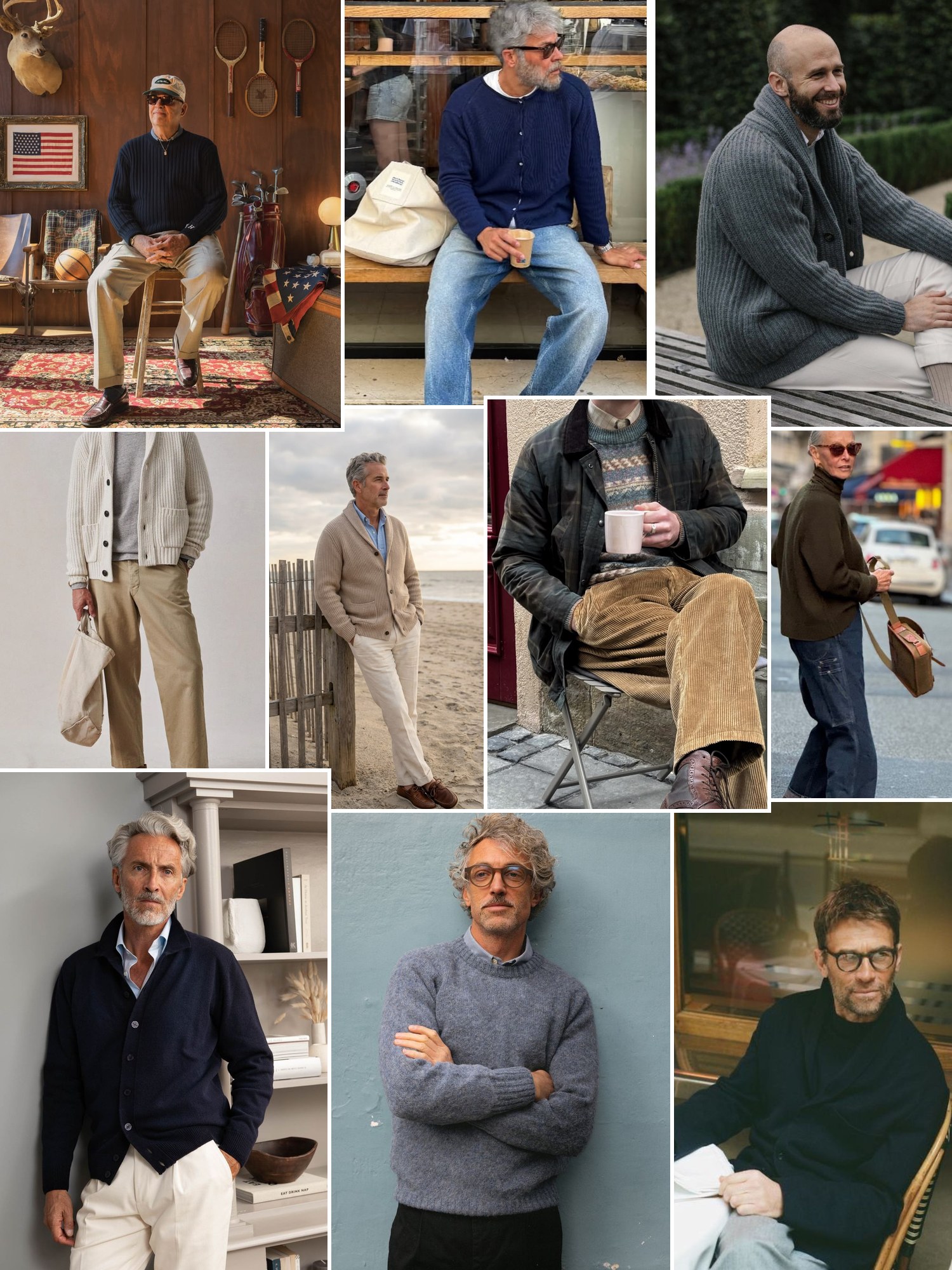 Street style collage of women wearing christmas gifts for grandpa