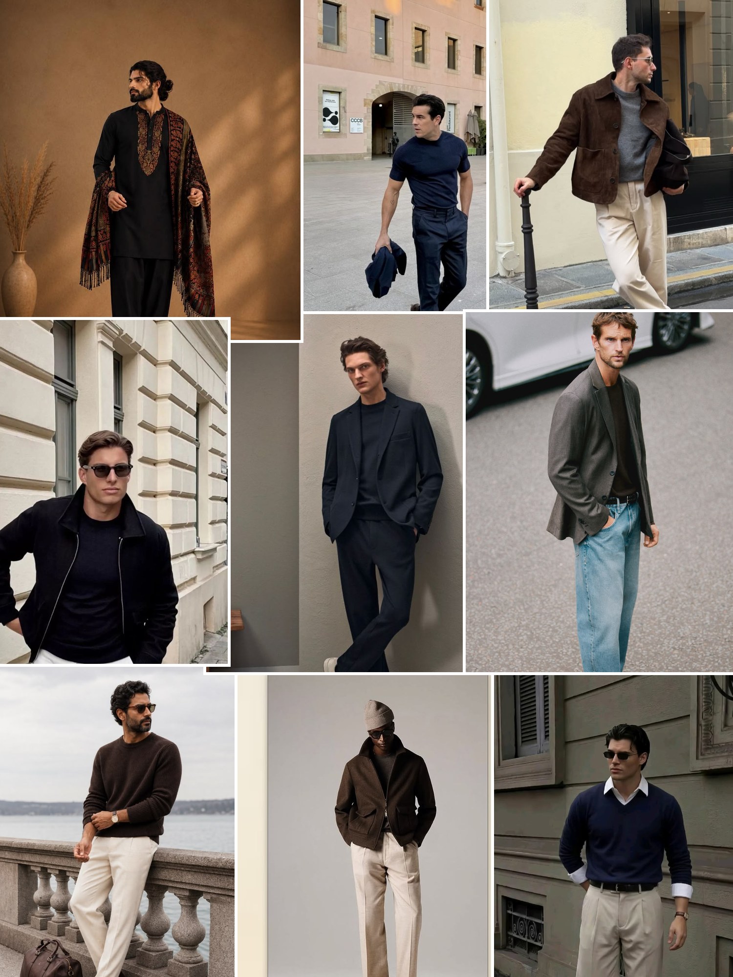 Street style collage of women wearing luxury gifts for men