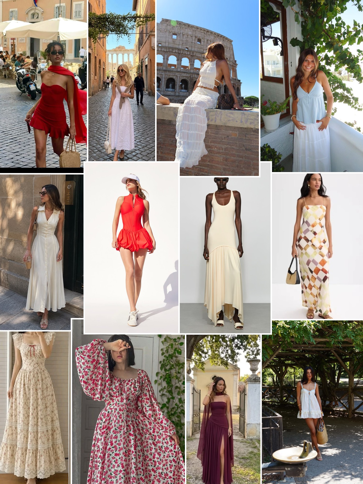 Collage of runway looks, campaign shots and street style outfits that capture the ROAME mood