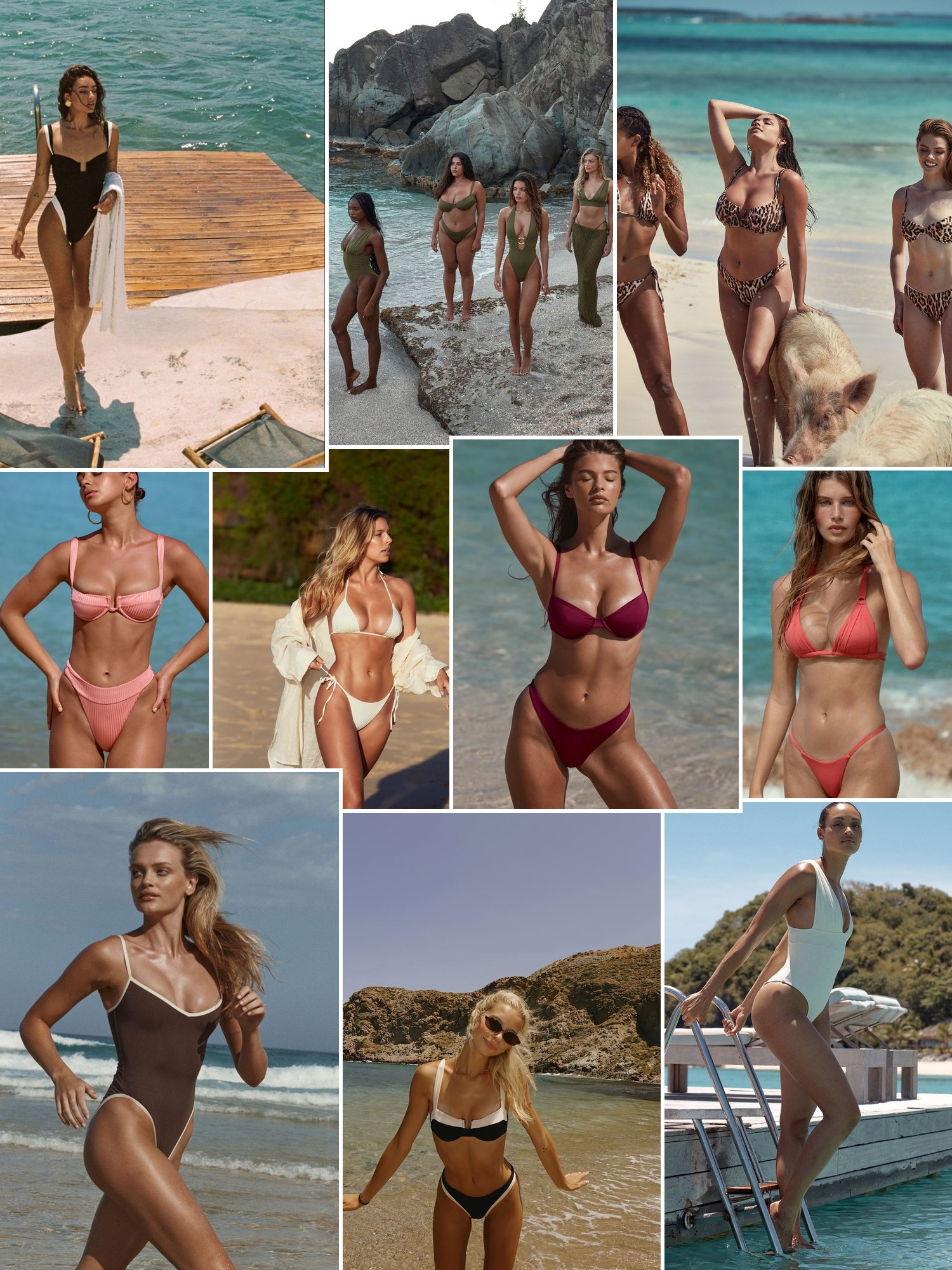 Street style collage of women wearing Monday Swimwear