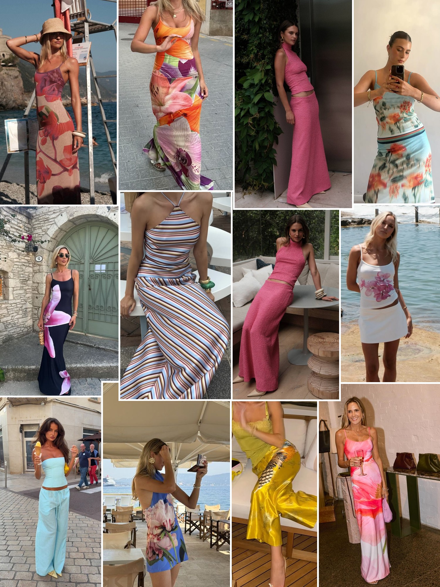 Collage of runway looks, campaign shots and street style outfits that capture the With Harper Lu mood