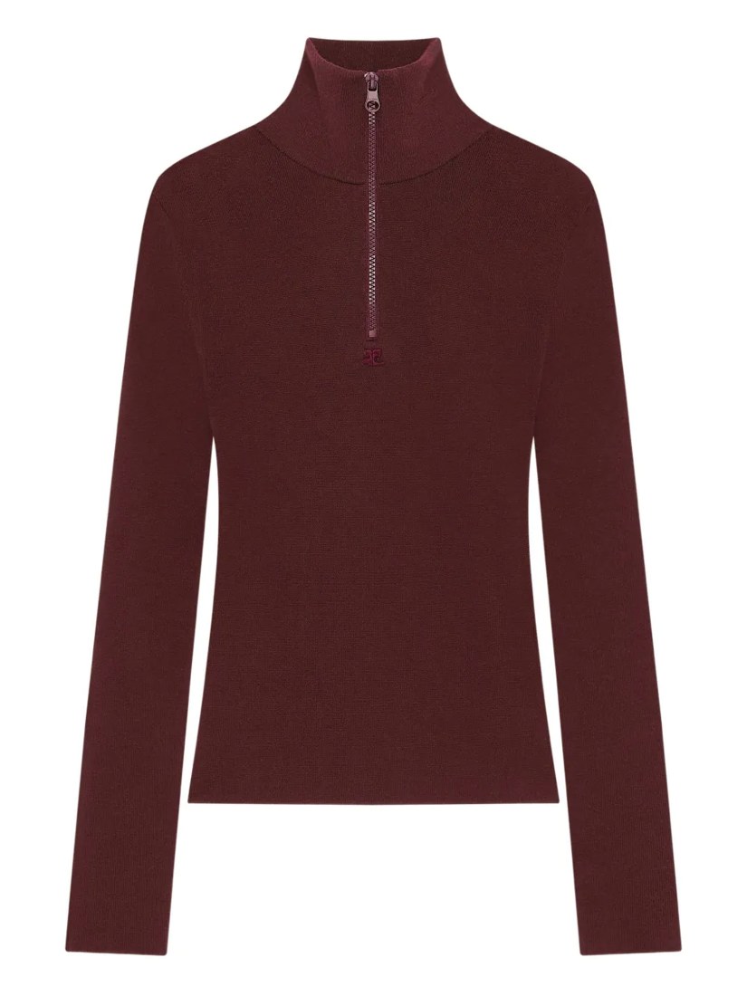 Zipped mock-neck sweater
