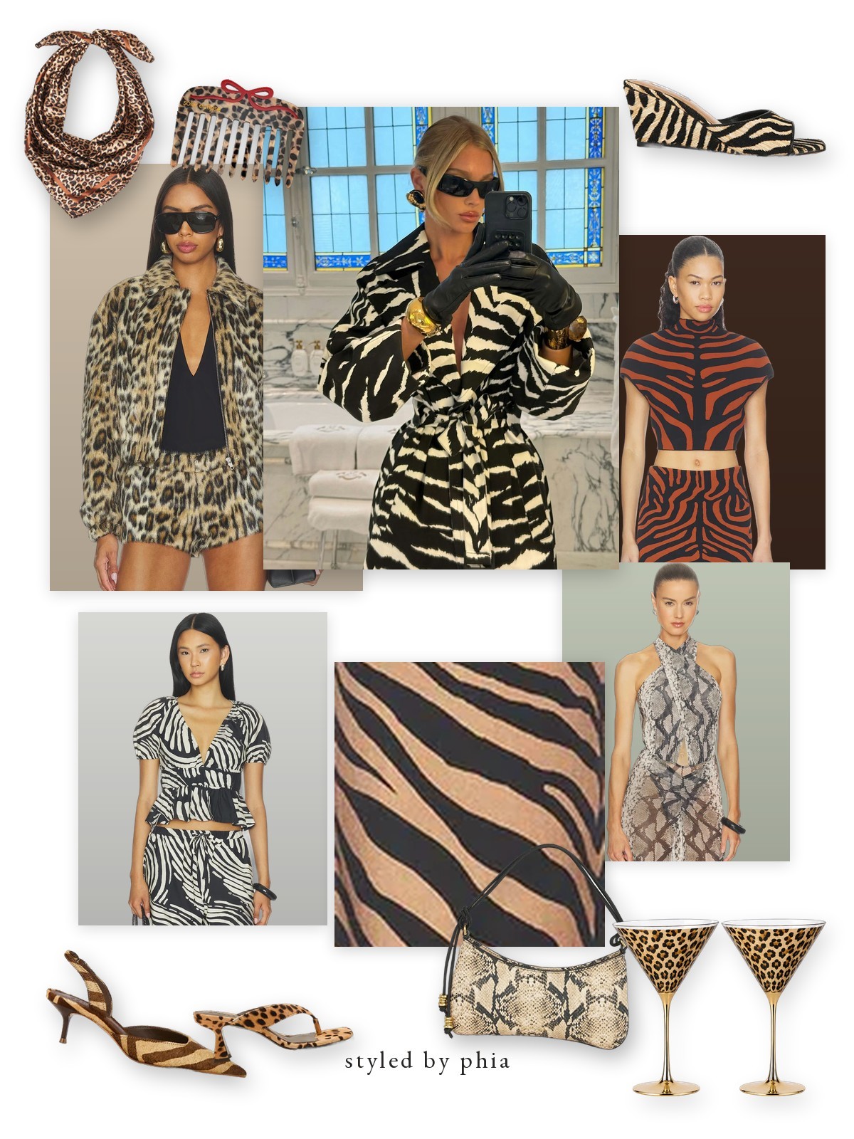 Collage: animal print pieces on a moodboard