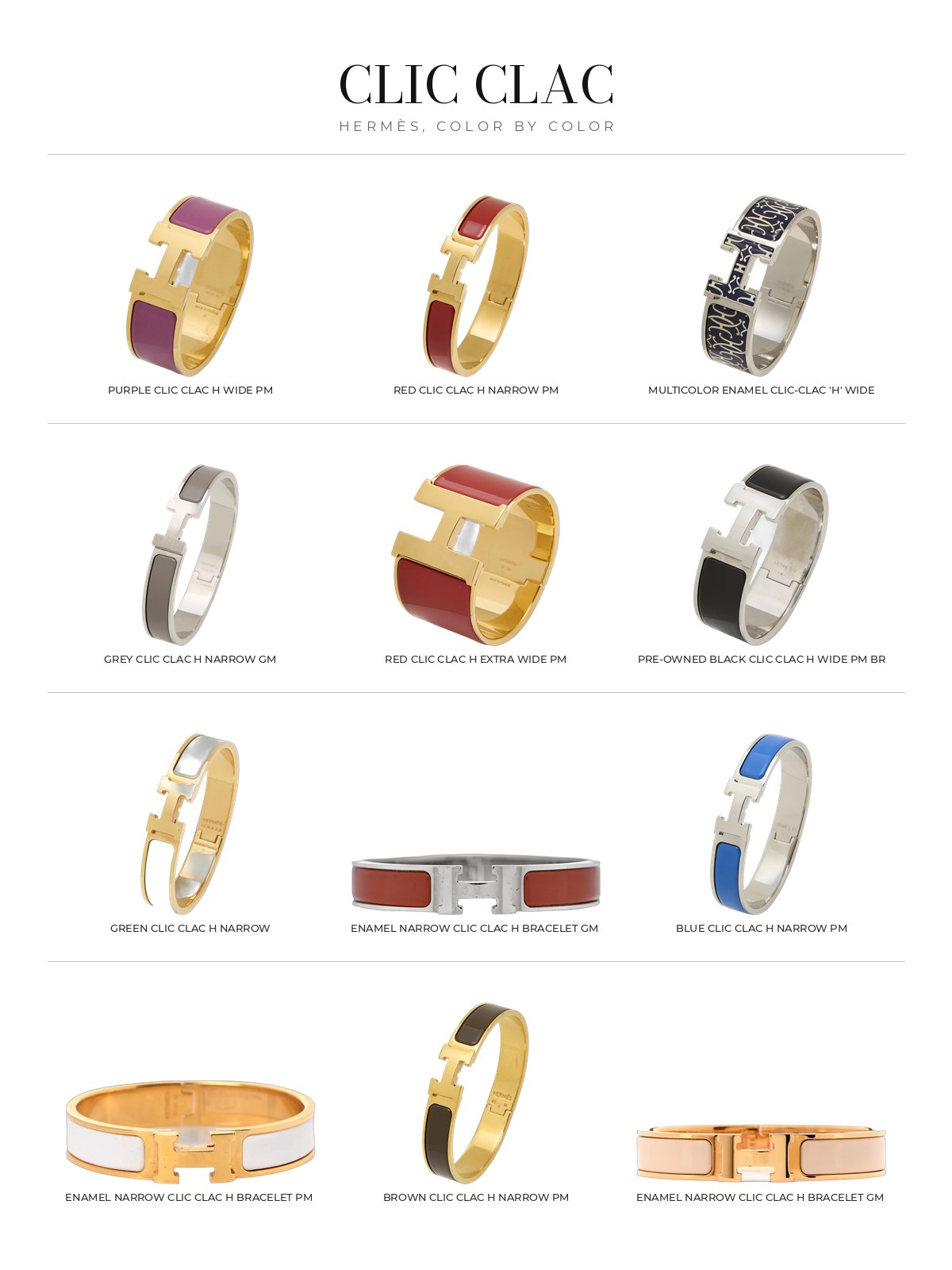 Clic Clac line sheet of products from the edit