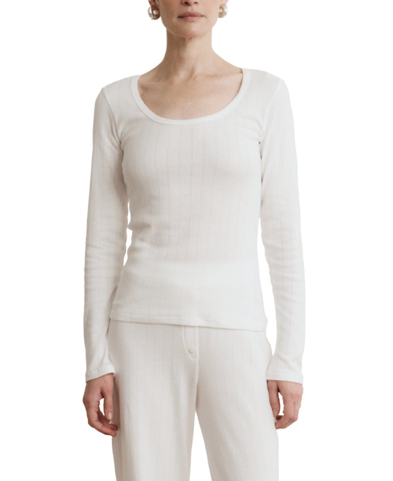 Maia Scoop Neck Pointelle Top