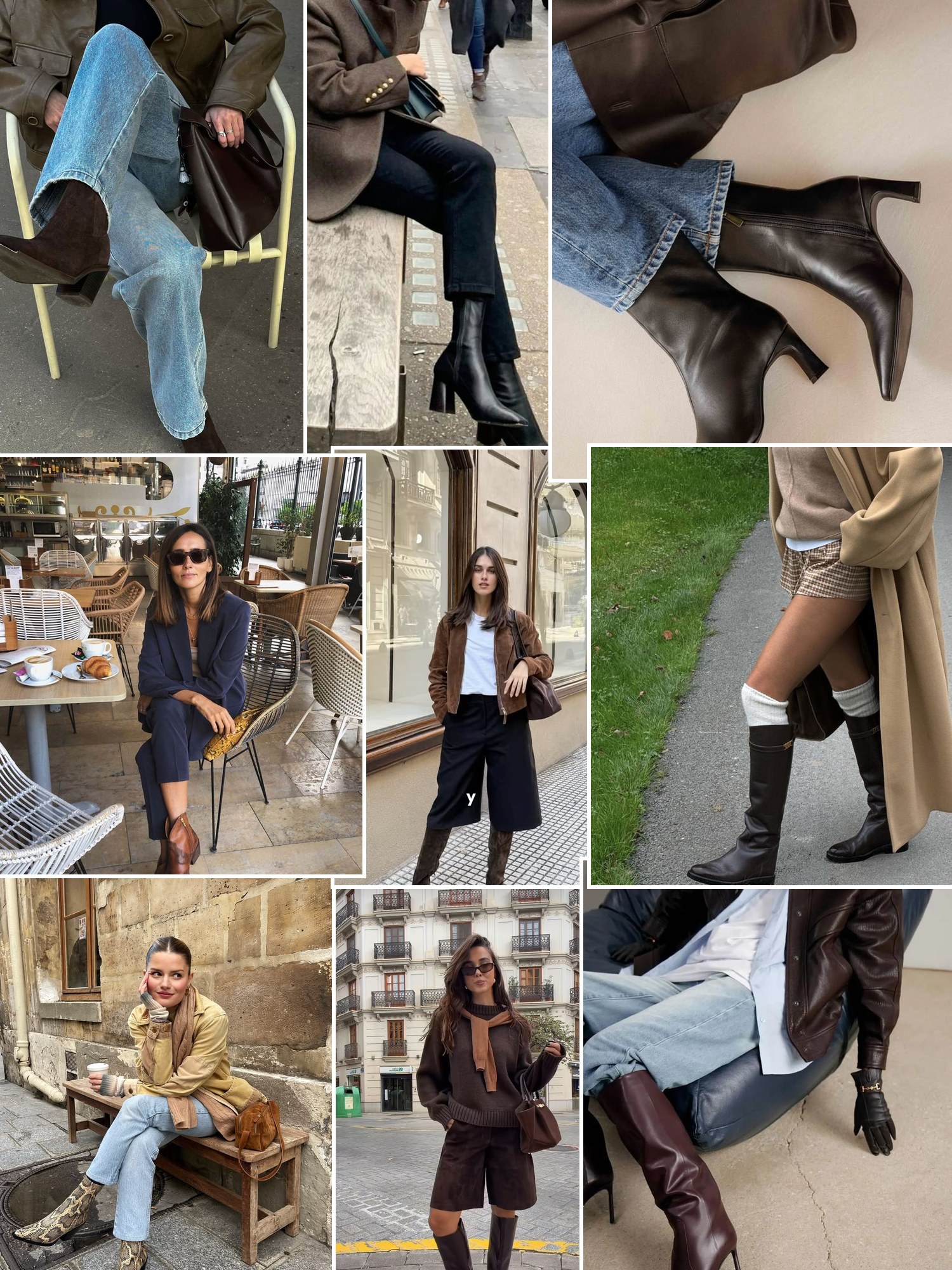 Collage of everyday outfits built around Pikolinos