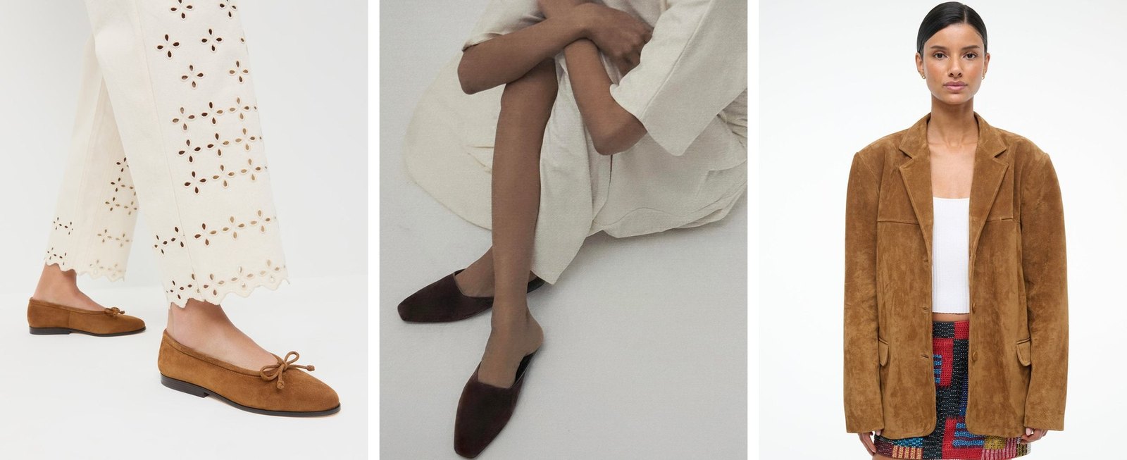 Three pictures that set the mood for brown suede