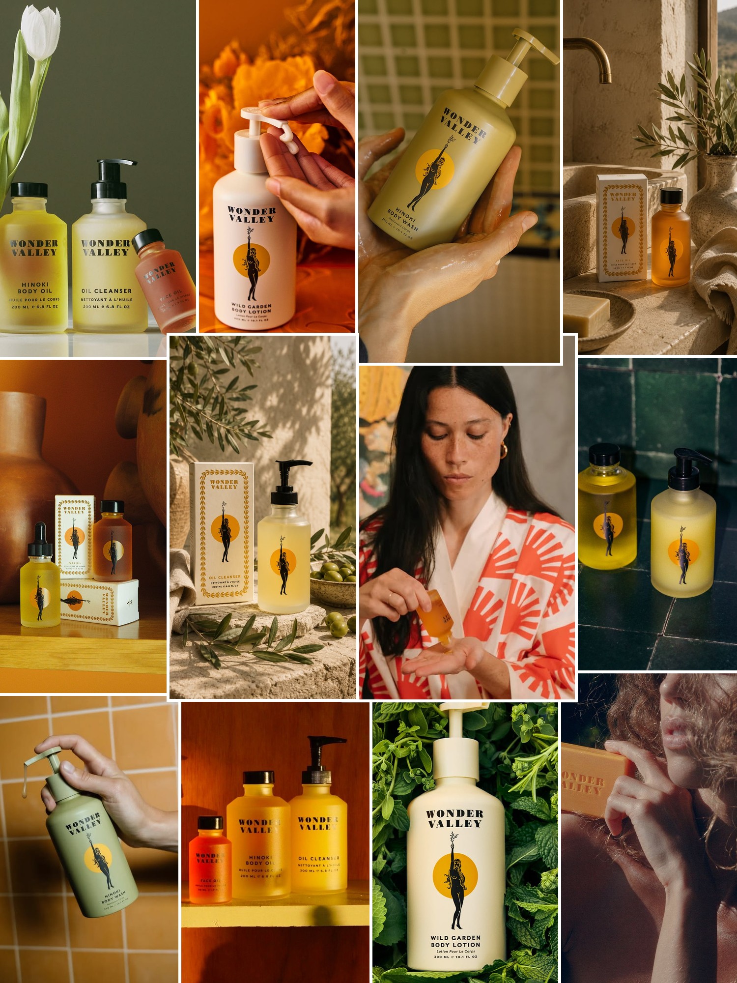 Collage of campaign images, textures and rituals that capture the Wonder Valley mood