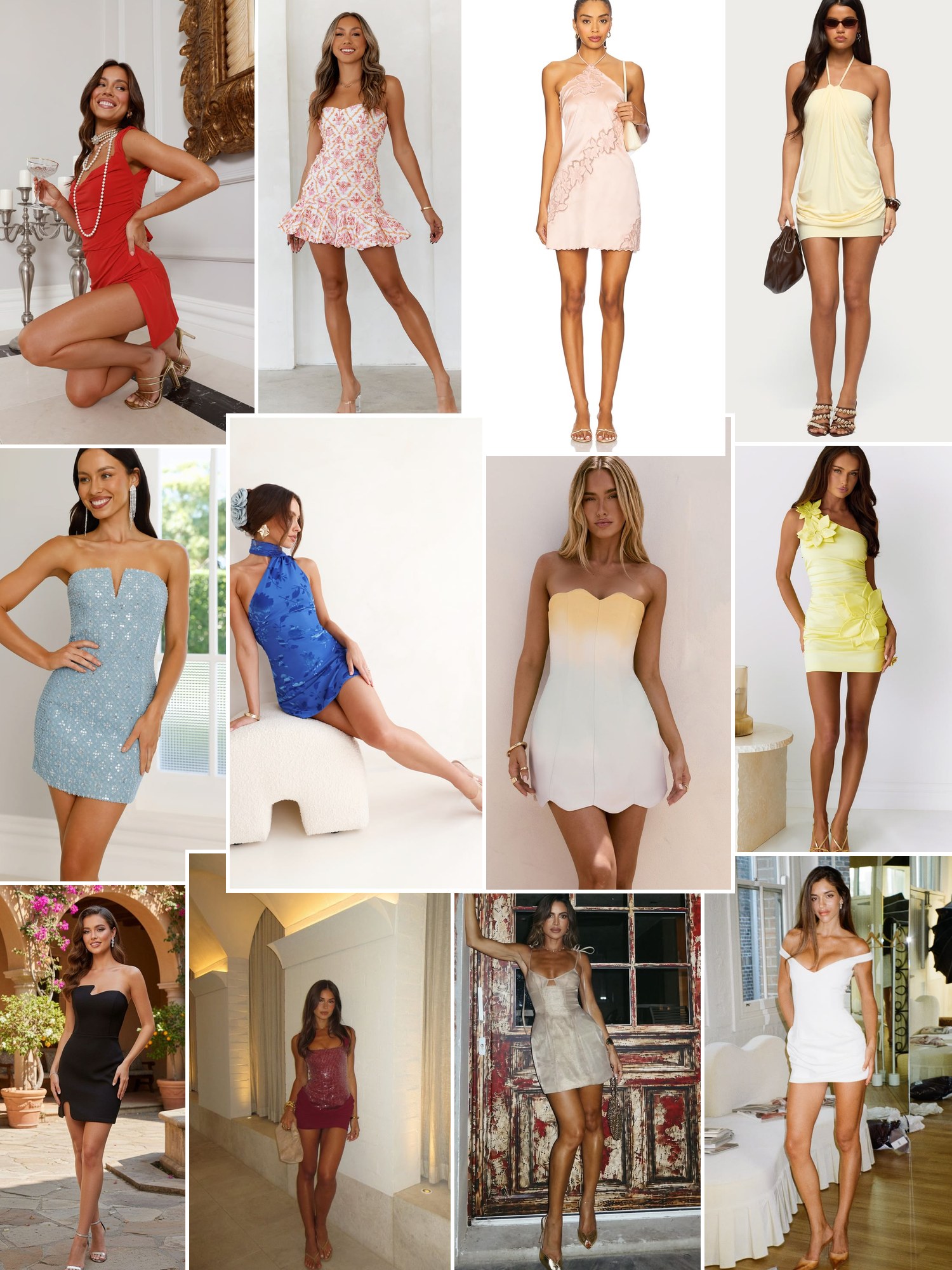 Collage of everyday outfits built around Hello Molly dresses