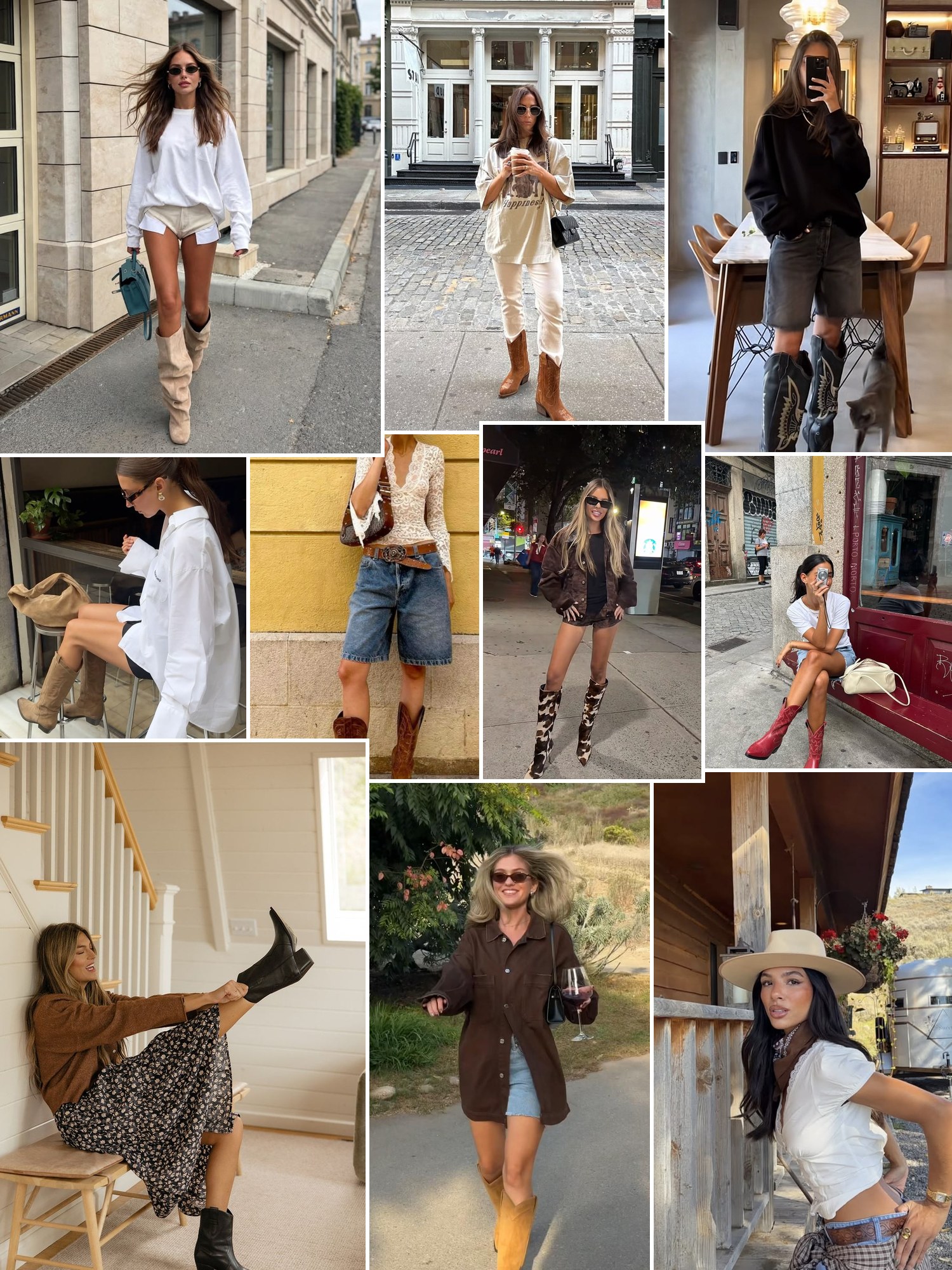 Collage of fringe, denim and western boots