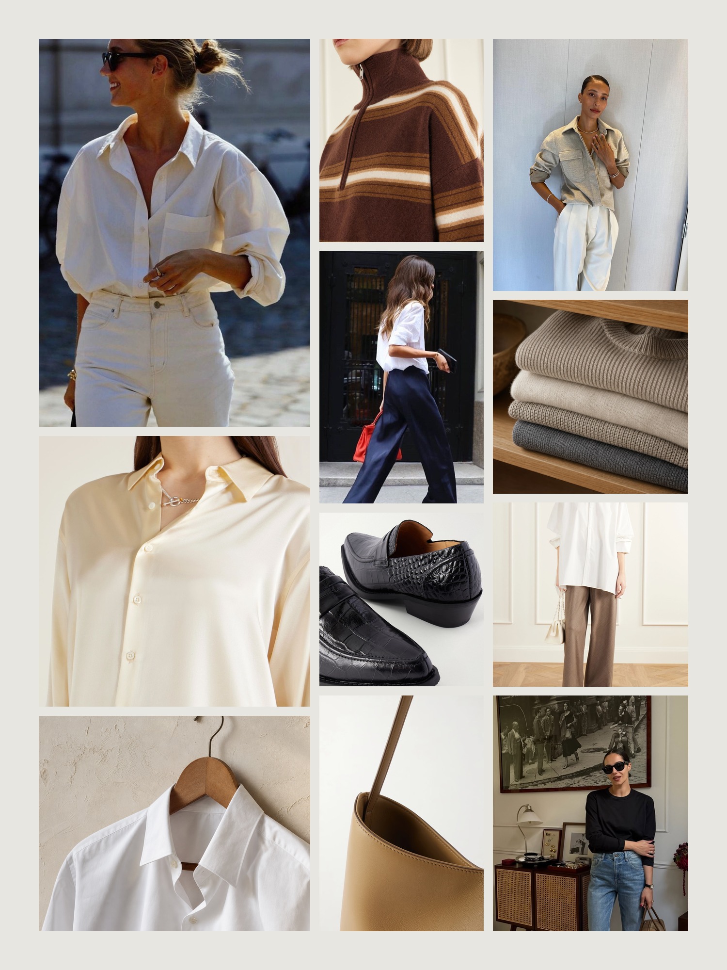 Mood board of personal style in minimal neutrals