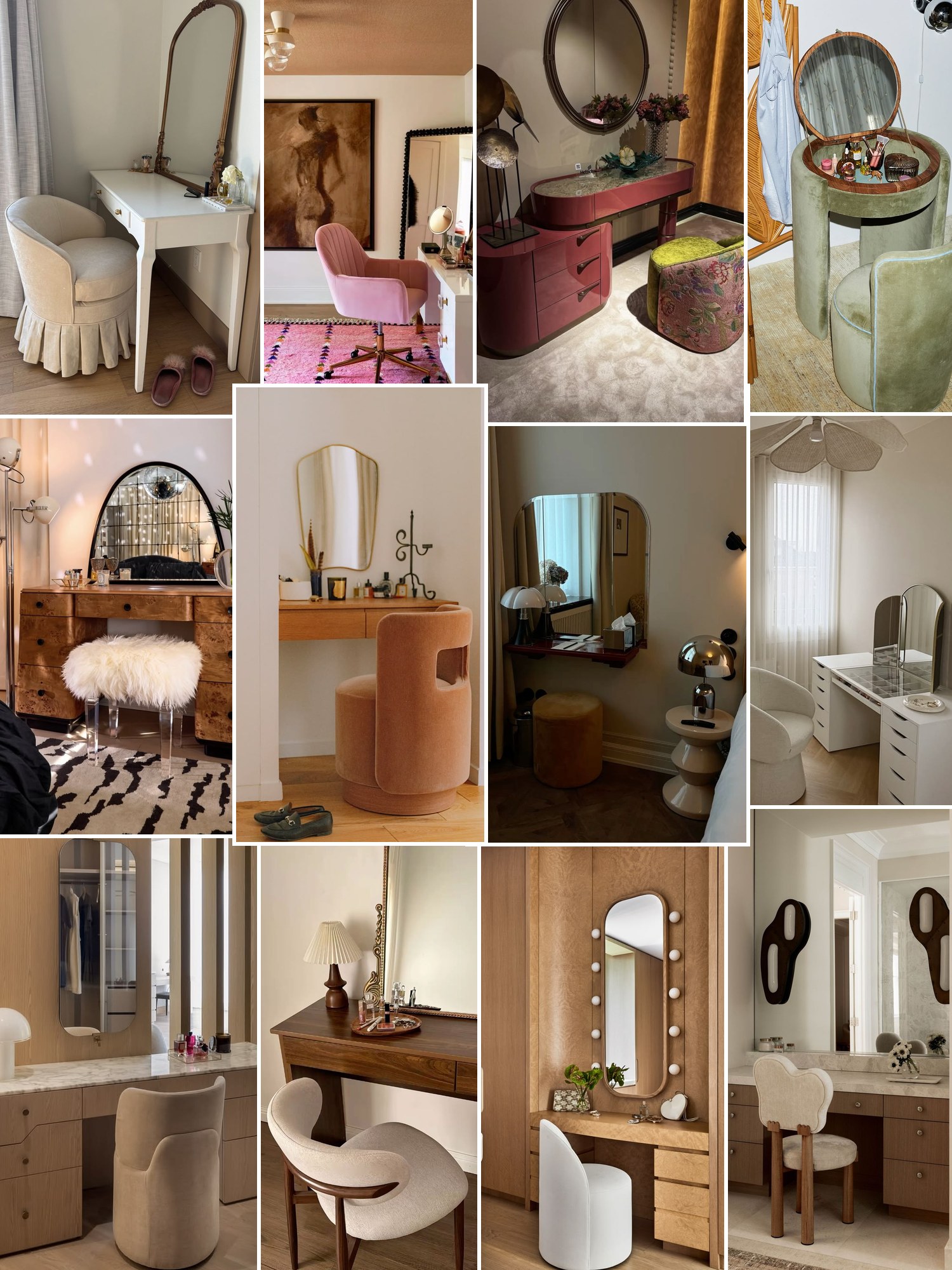 Street style collage of women wearing vanity chair