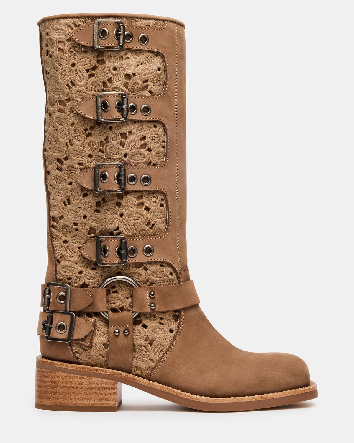 Rocky Floral Tan Nubuck Engineer Knee Boots