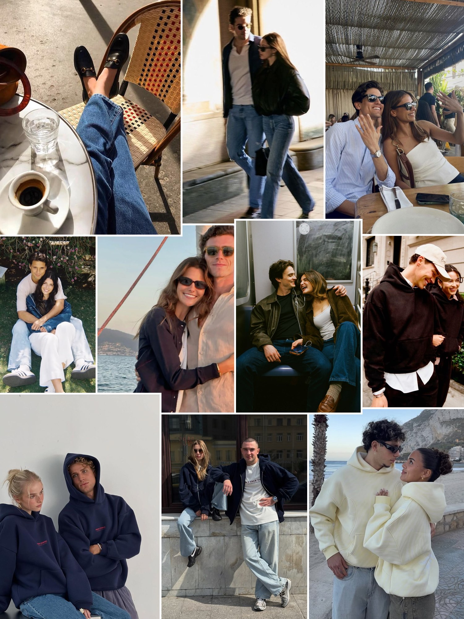 Street style collage of women wearing 6 month anniversary gifts for him