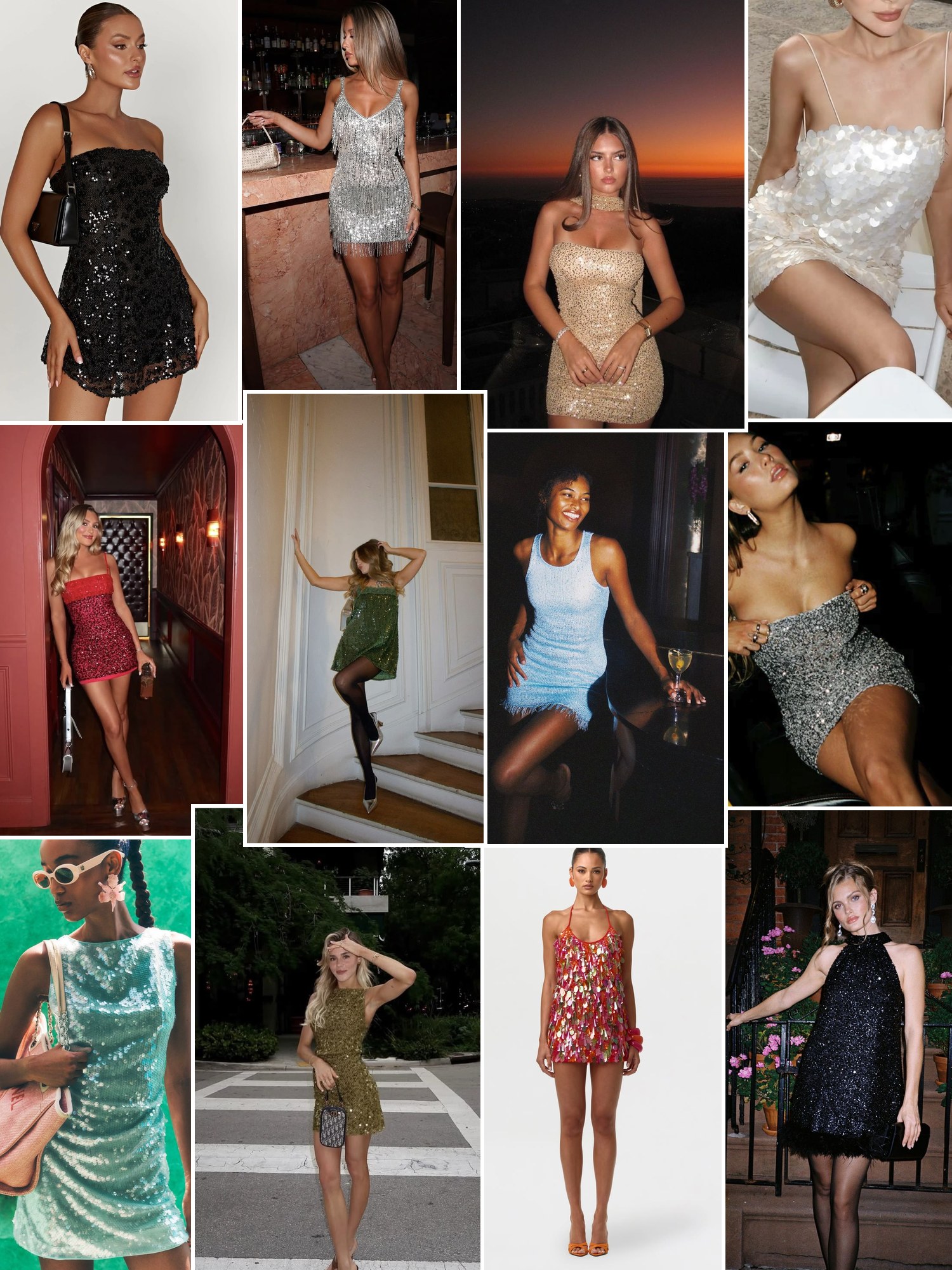 Collage of everyday outfits built around That's So Fetch dresses