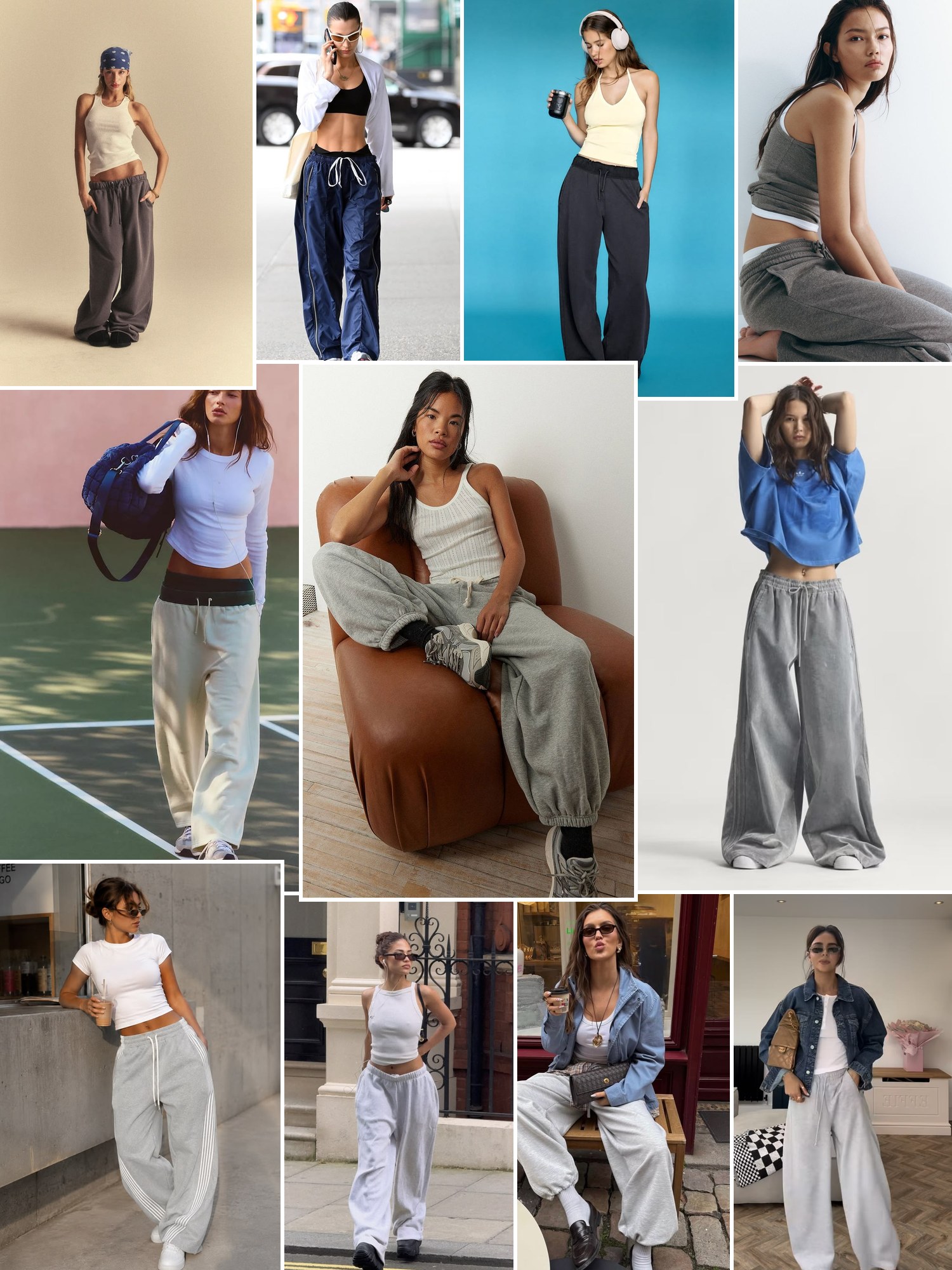 Collage of everyday outfits built around Scuffers