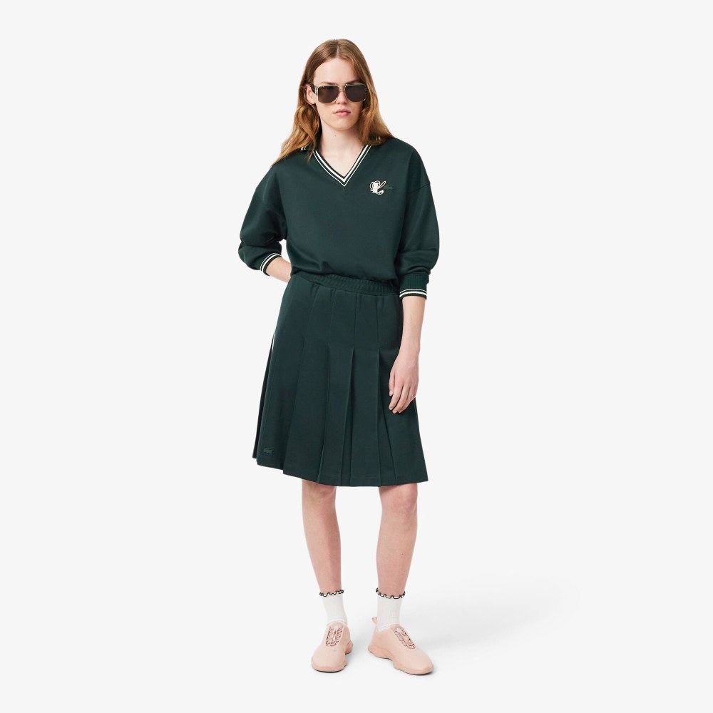 Pleated Interlock Piqué Skirt