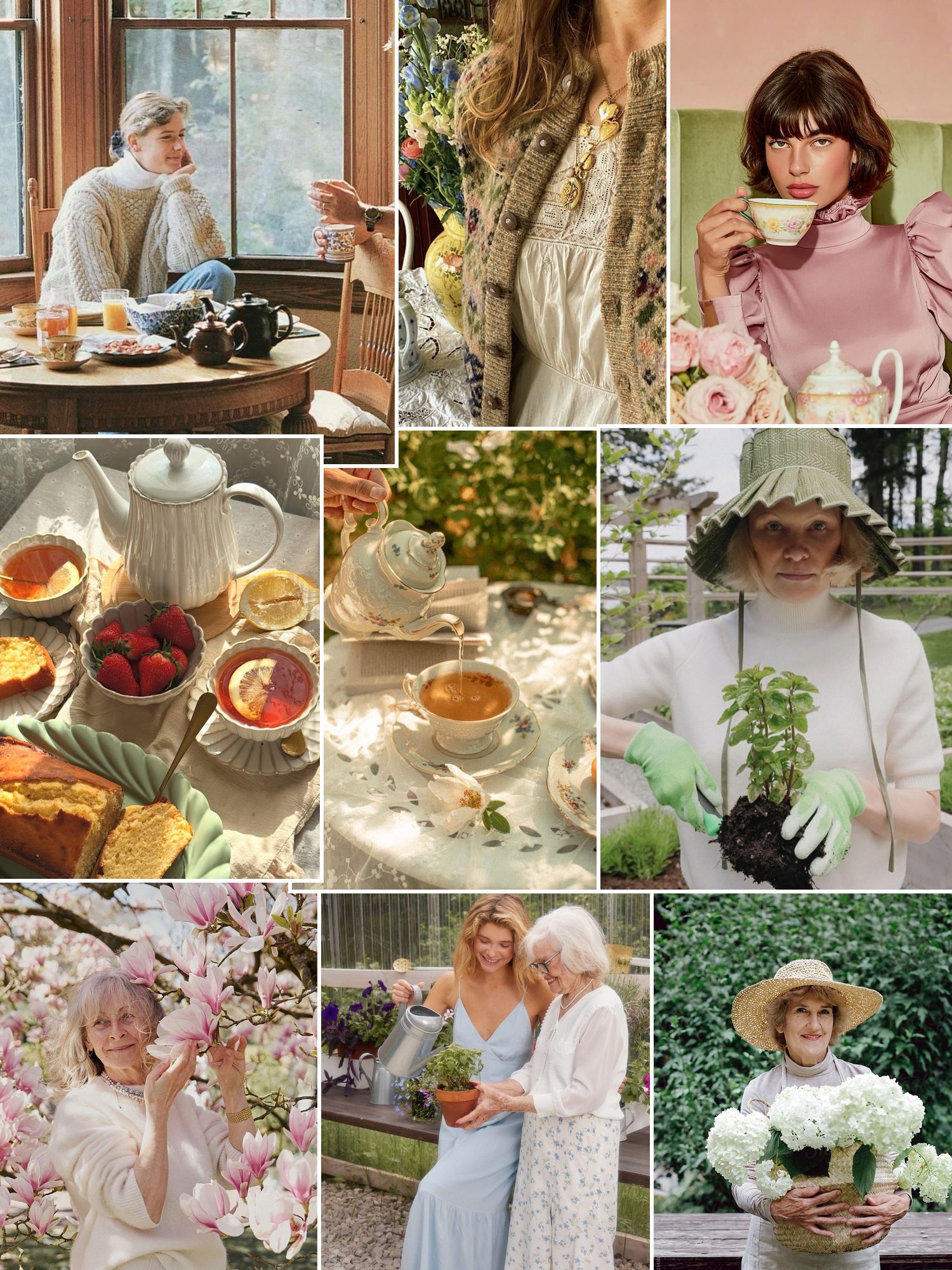 Street style collage of women wearing birthday gifts for grandma