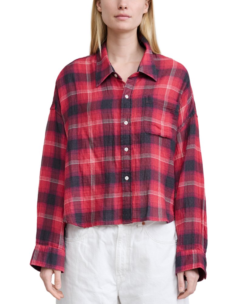 Bailey Cropped Cotton Plaid Shirt