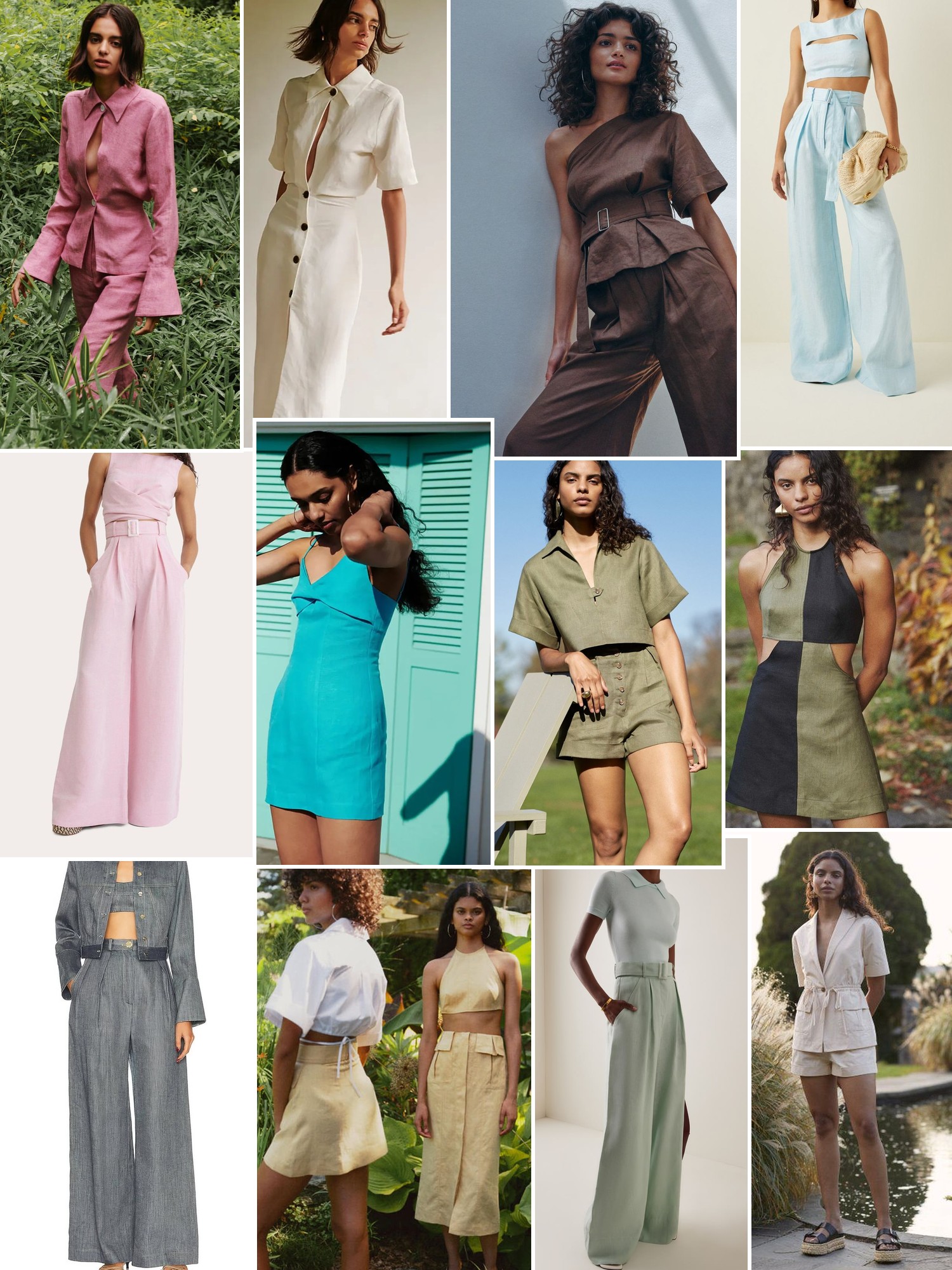 Collage of runway looks, campaign shots and street style outfits that capture the Matthew Bruch mood