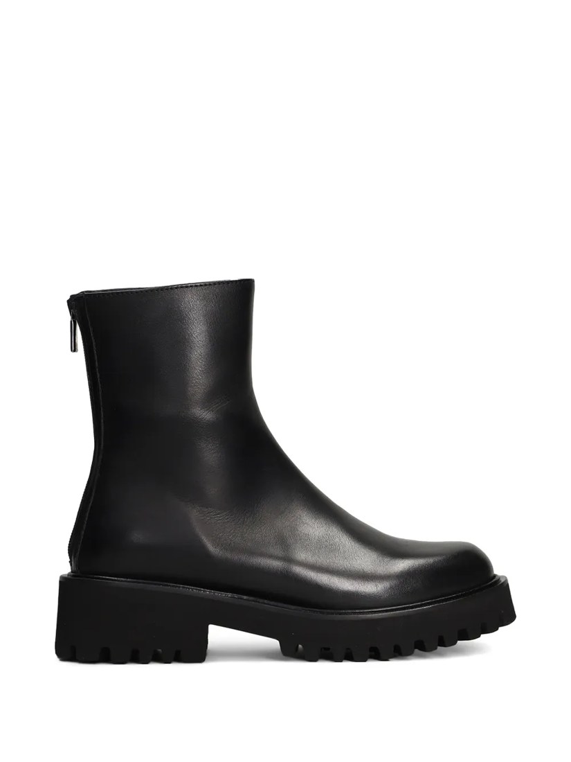 Rear-zip chunky ankle boots
