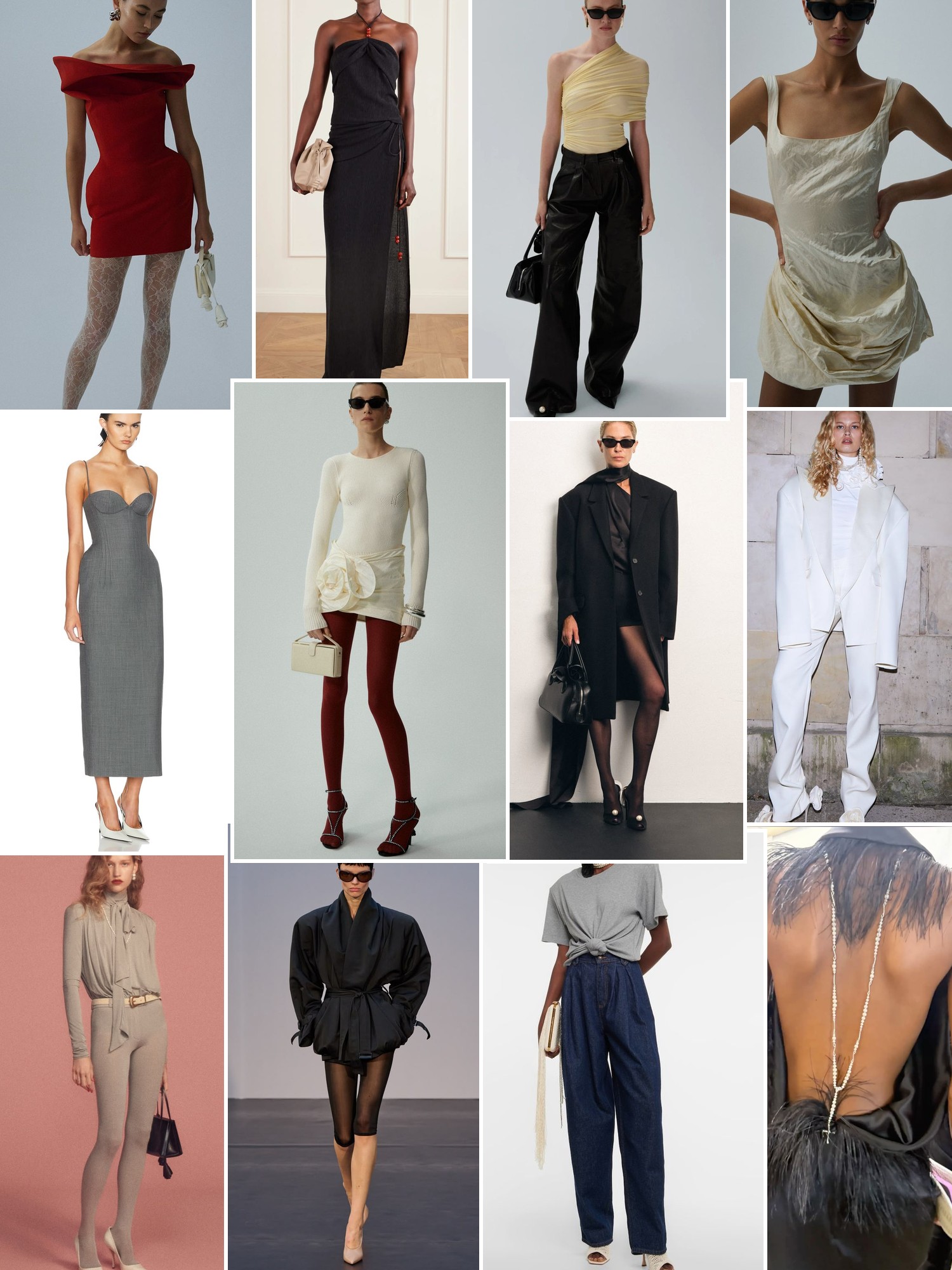 Collage of runway looks, campaign shots and street style outfits that capture the Magda Butrym mood