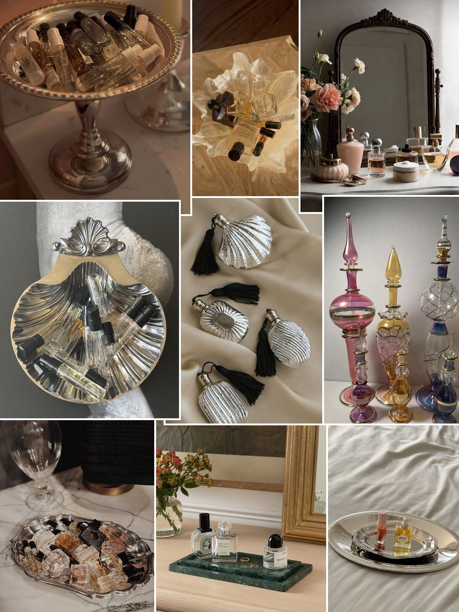 Collage of orange and patchouli chypres and similar looks