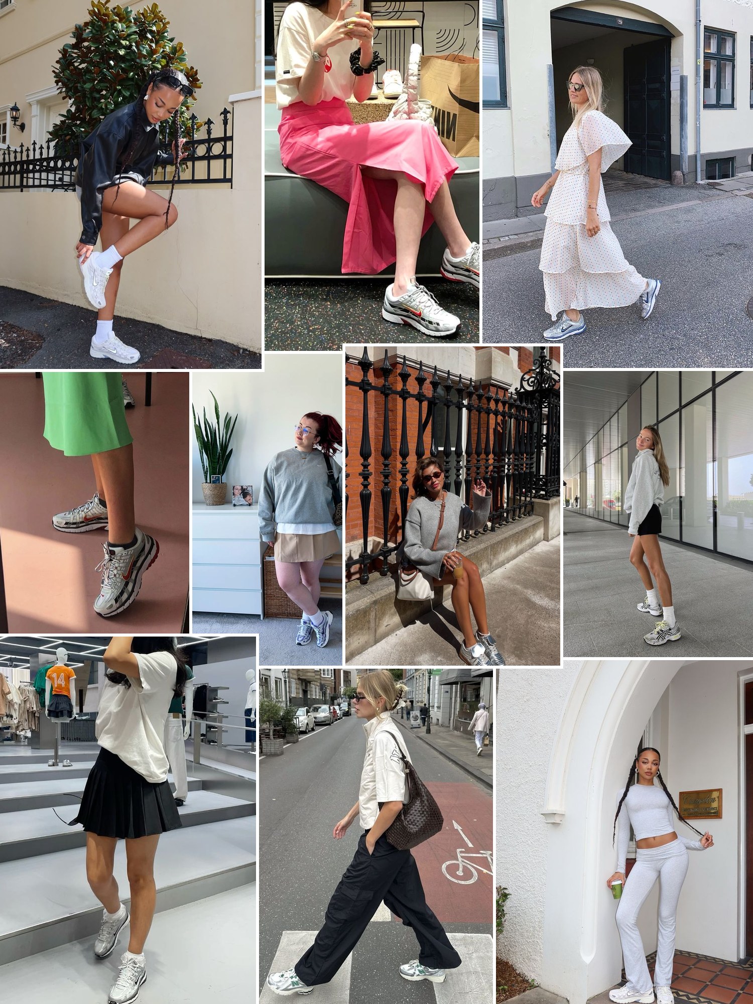 Collage of Y2K runner sneaker outfits