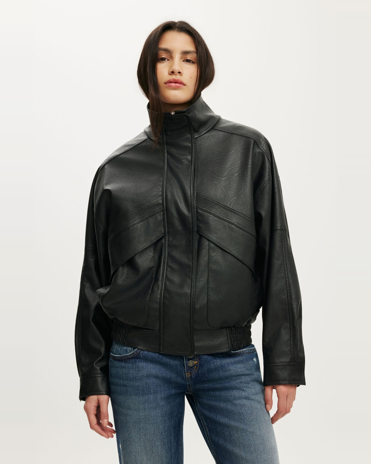 Theo Faux Leather Bomber