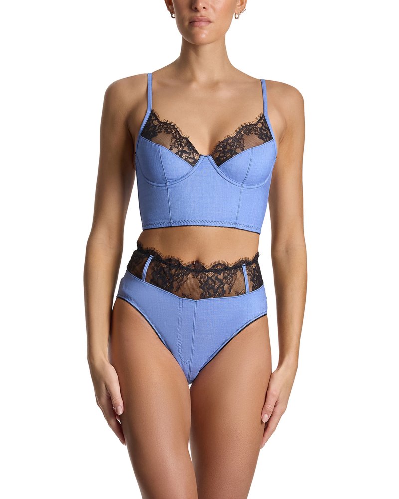 Katrina Denim & Lace Underwire Longline Bra & Katrina Denim & Lace High Waist Panty