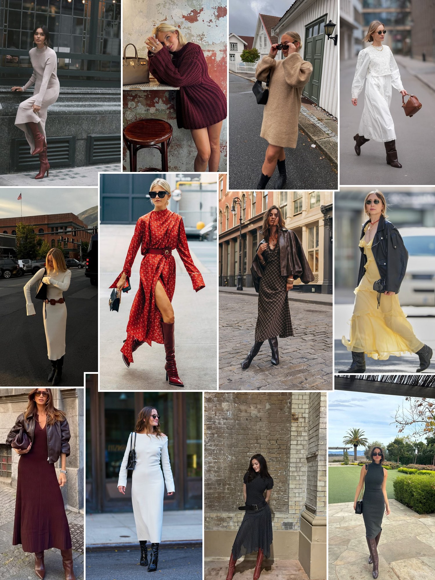 Street style collage of women wearing Evereve dresses