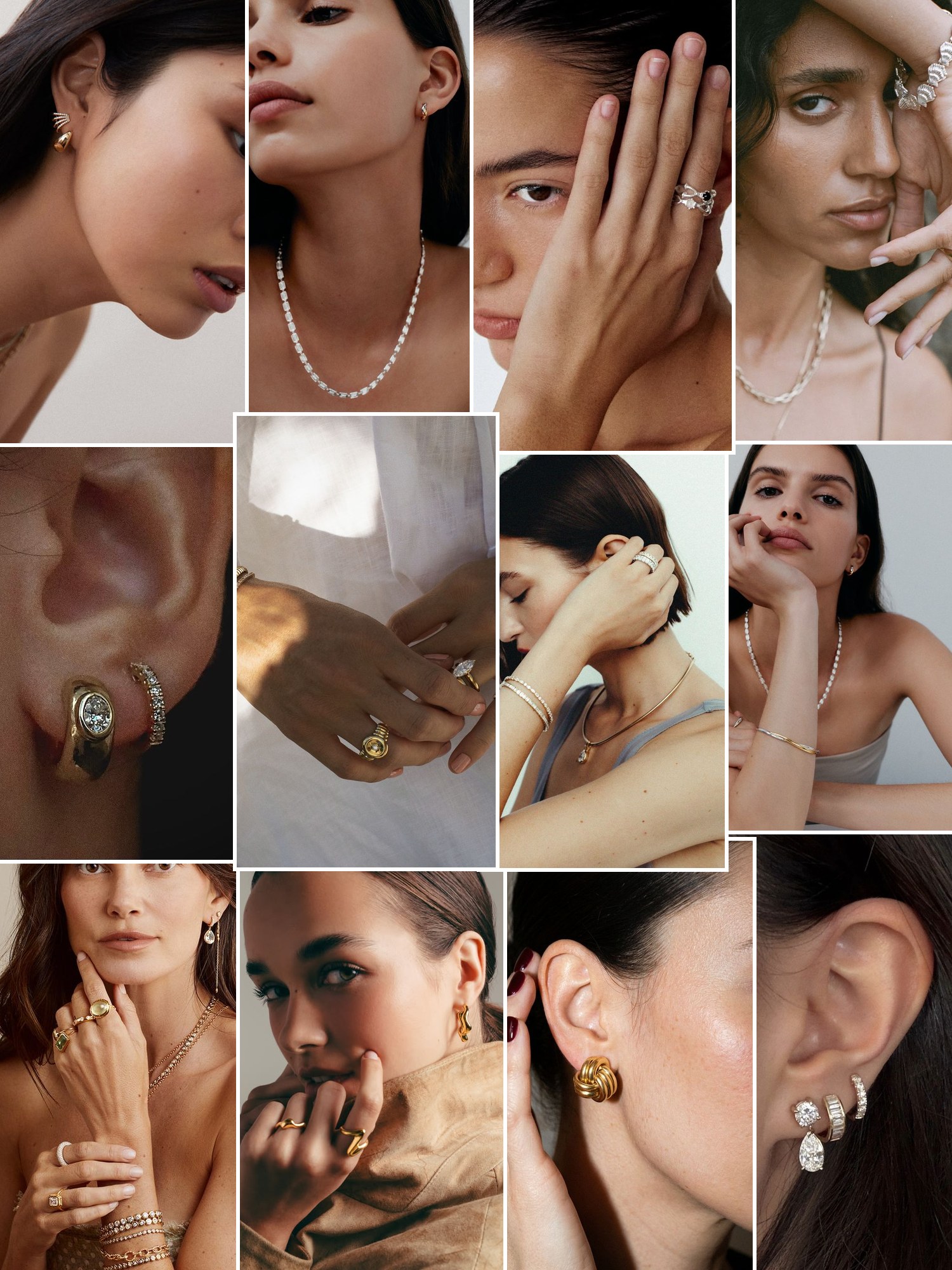 Street style collage of women wearing Kinn Studio jewelry