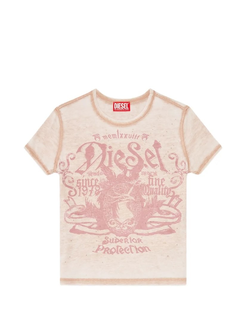 Slim jersey T-shirt with print and studs